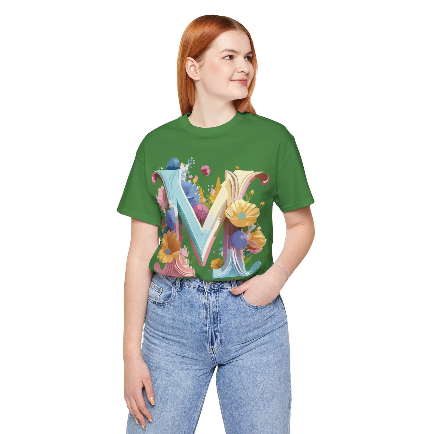 Natural Cotton Tee Shirt - Letters Collection - M Printify