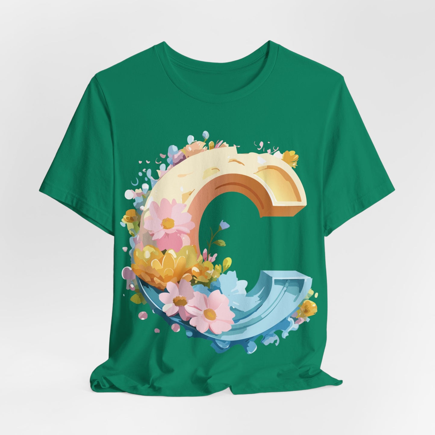 Natural Cotton Tee Shirt - Letters Collection - C Printify