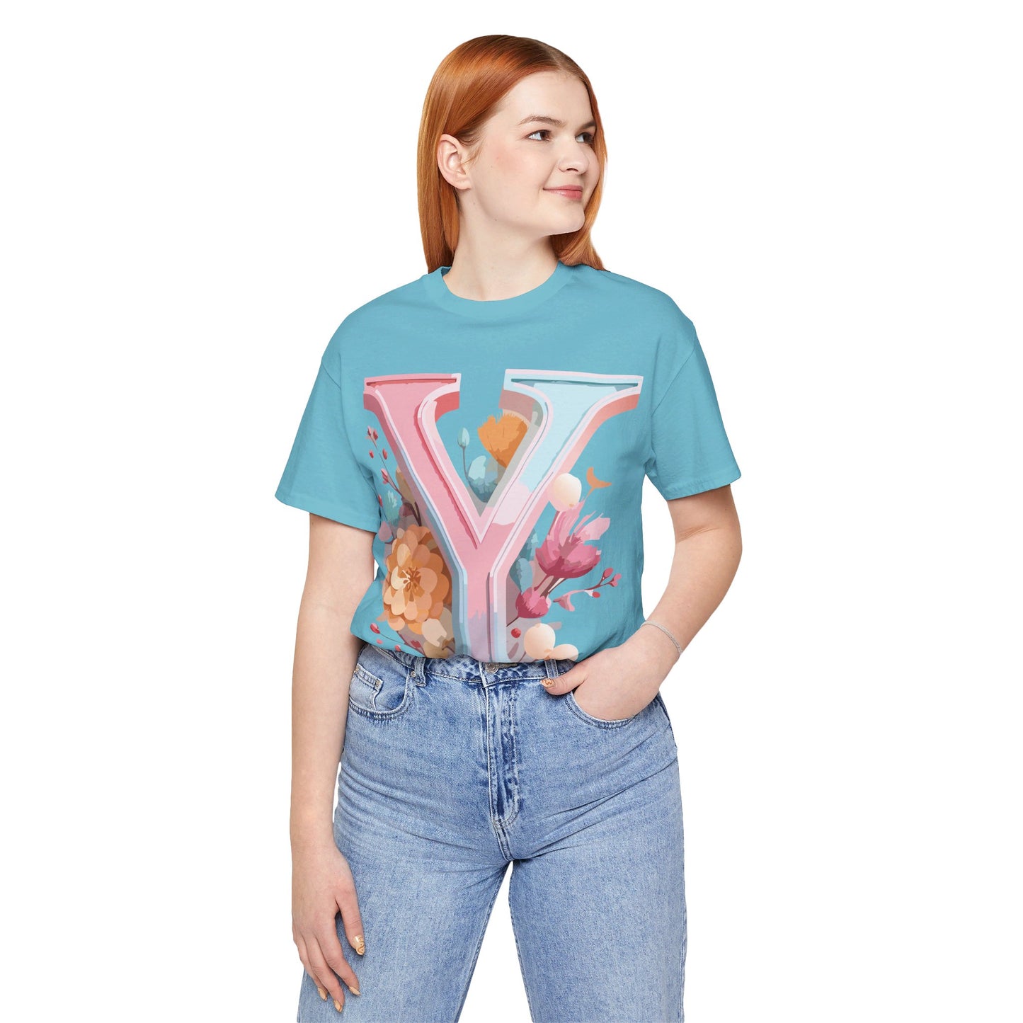Natural Cotton Tee Shirt - Letters Collection - Y Printify