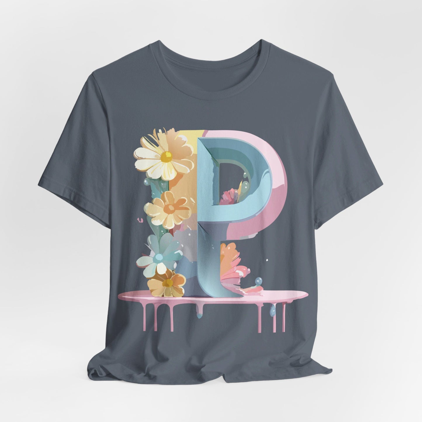 Natural Cotton Tee Shirt - Letters Collection - P Printify