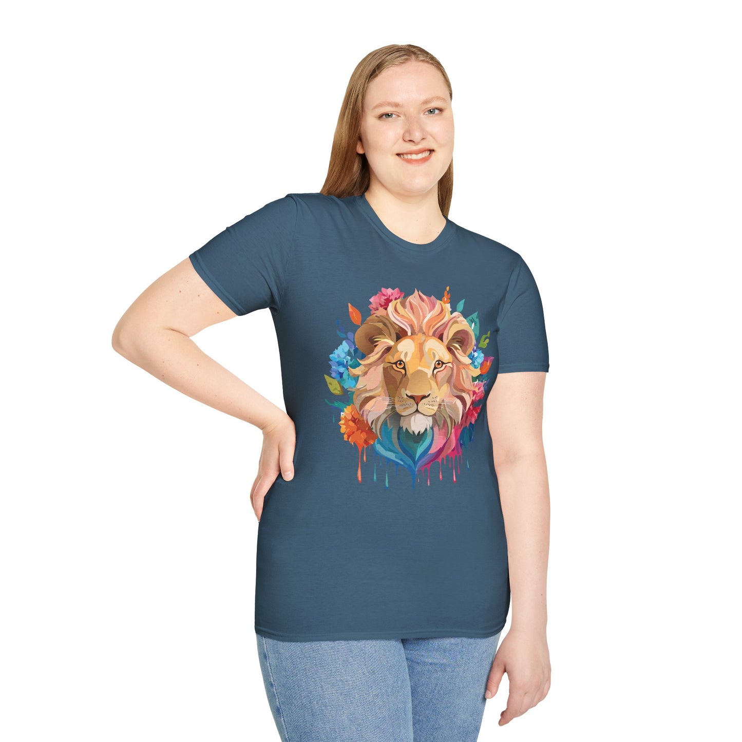 Lion Shirt, Shirt with Lion, Floral Lion Tee, Shirt with Animals