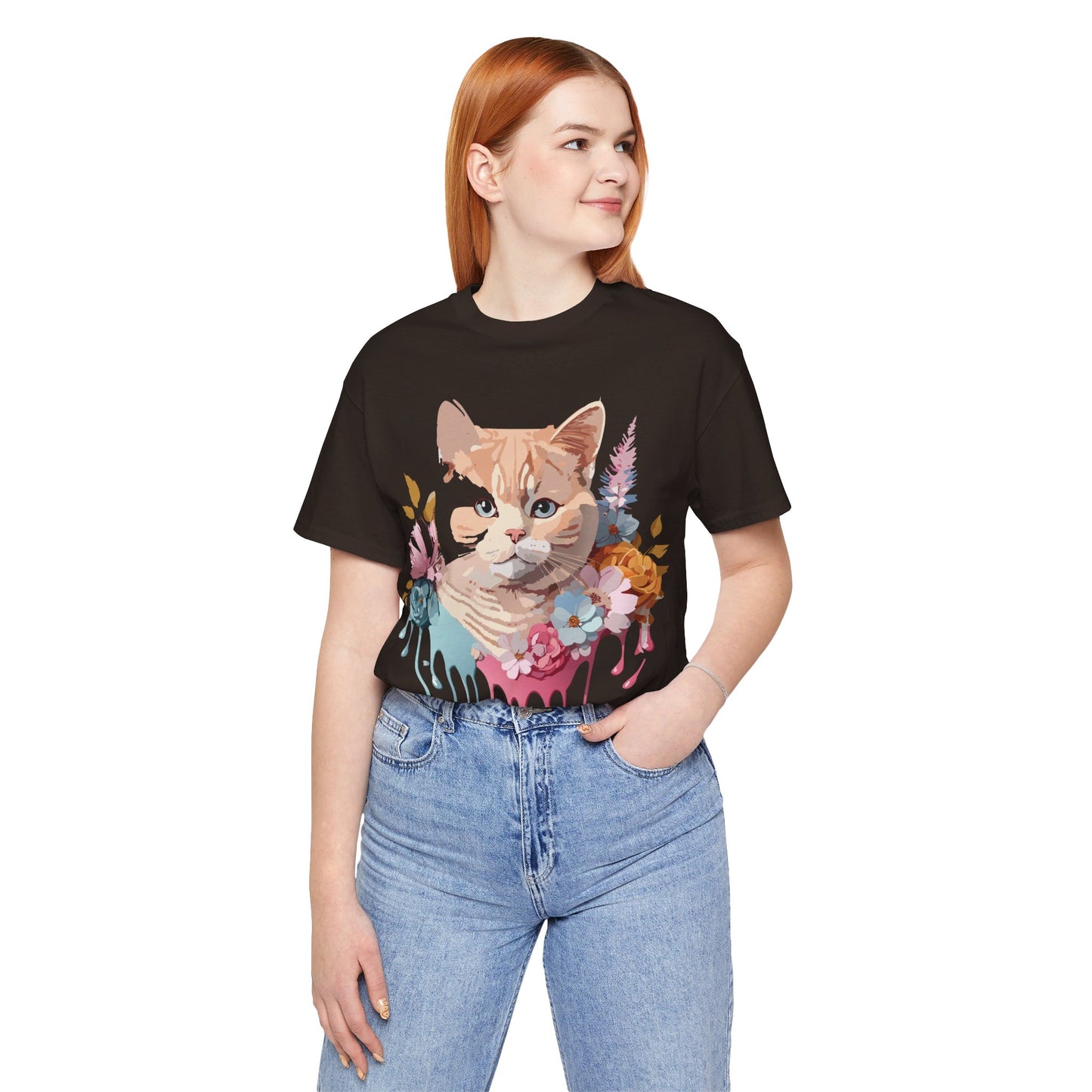 Natural Cotton Tee Shirt with Cat Printify