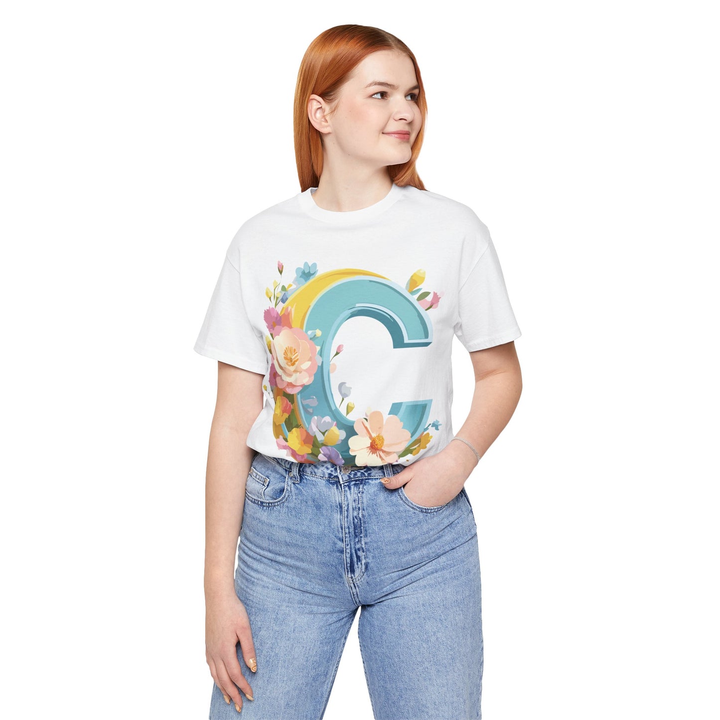 Natural Cotton Tee Shirt - Letters Collection - C Printify