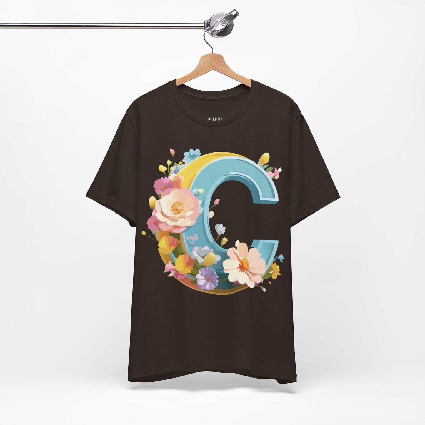 Natural Cotton Tee Shirt - Letters Collection - C Printify