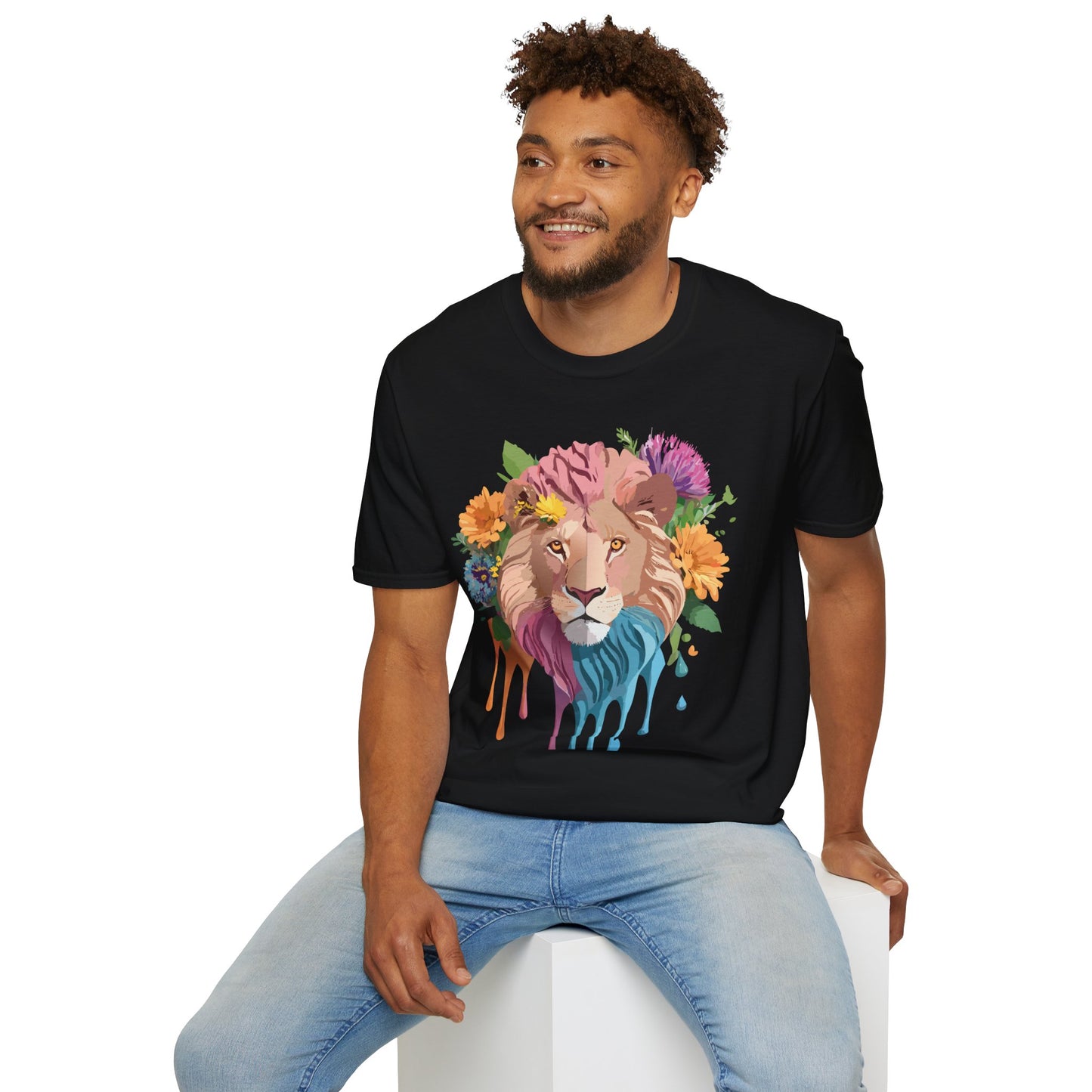 Lion Shirt, Shirt with Lion, Floral Lion Tee, Shirt with Animals