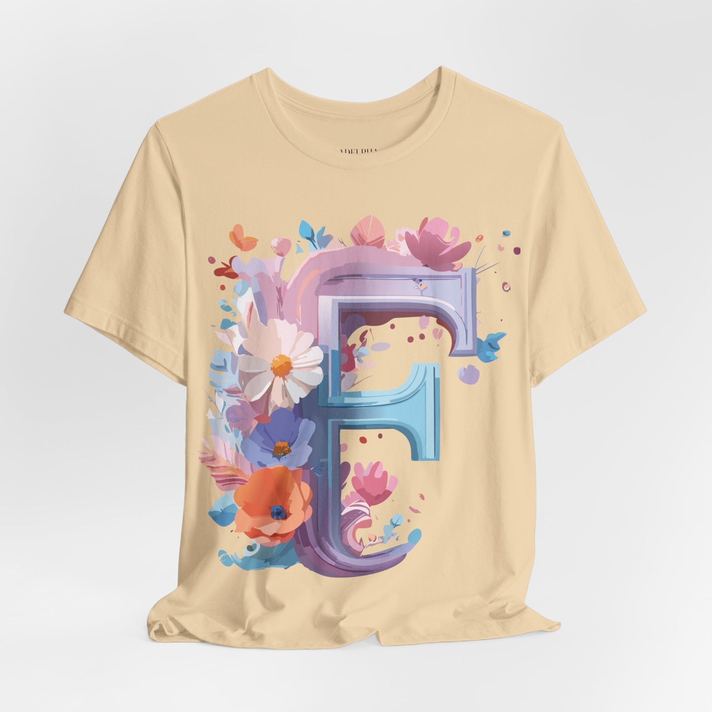 Natural Cotton Tee Shirt - Letters Collection - F Printify