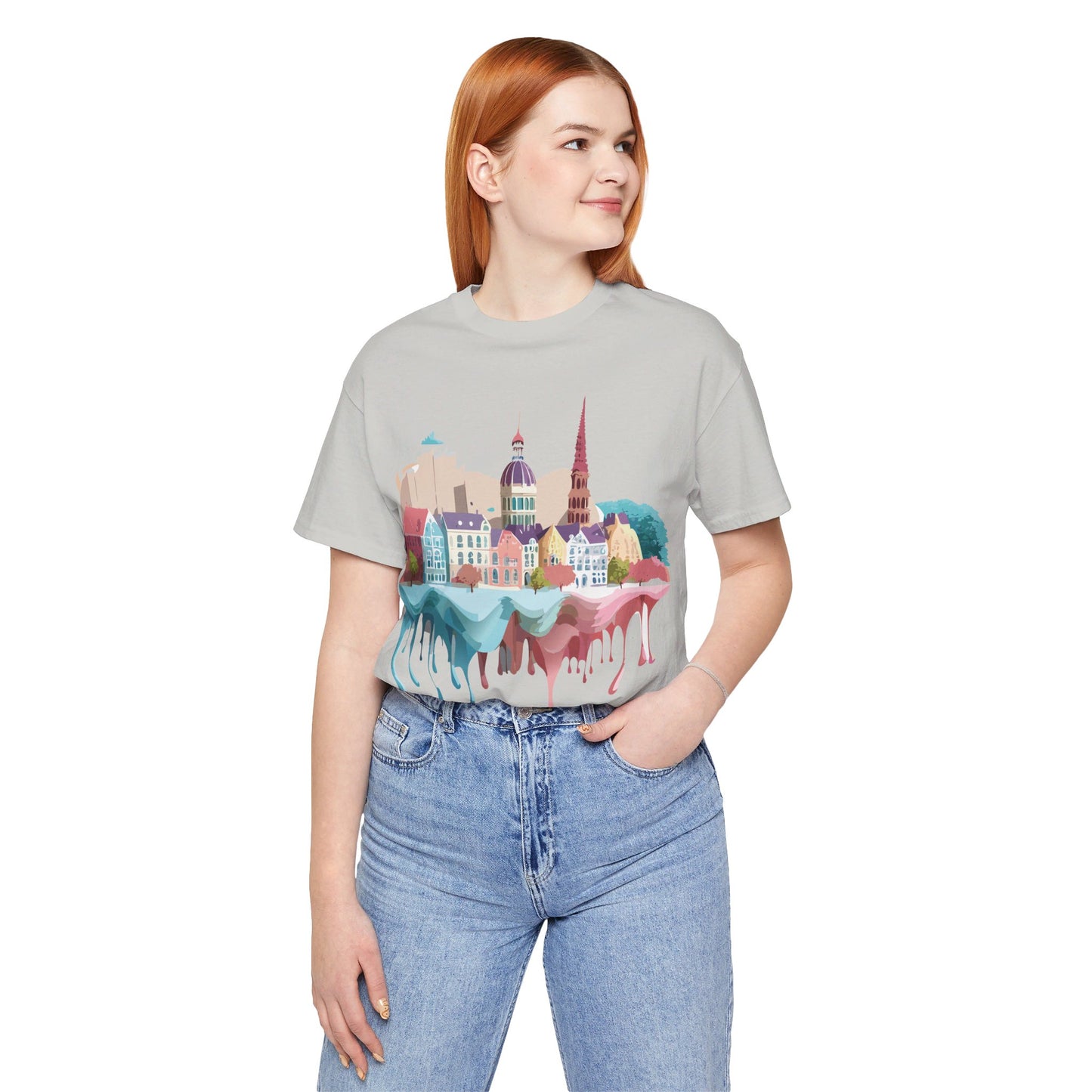 Natural Cotton Tee Shirt - Beautiful Places Collection - Warnemünde and Rostock - Germany Printify