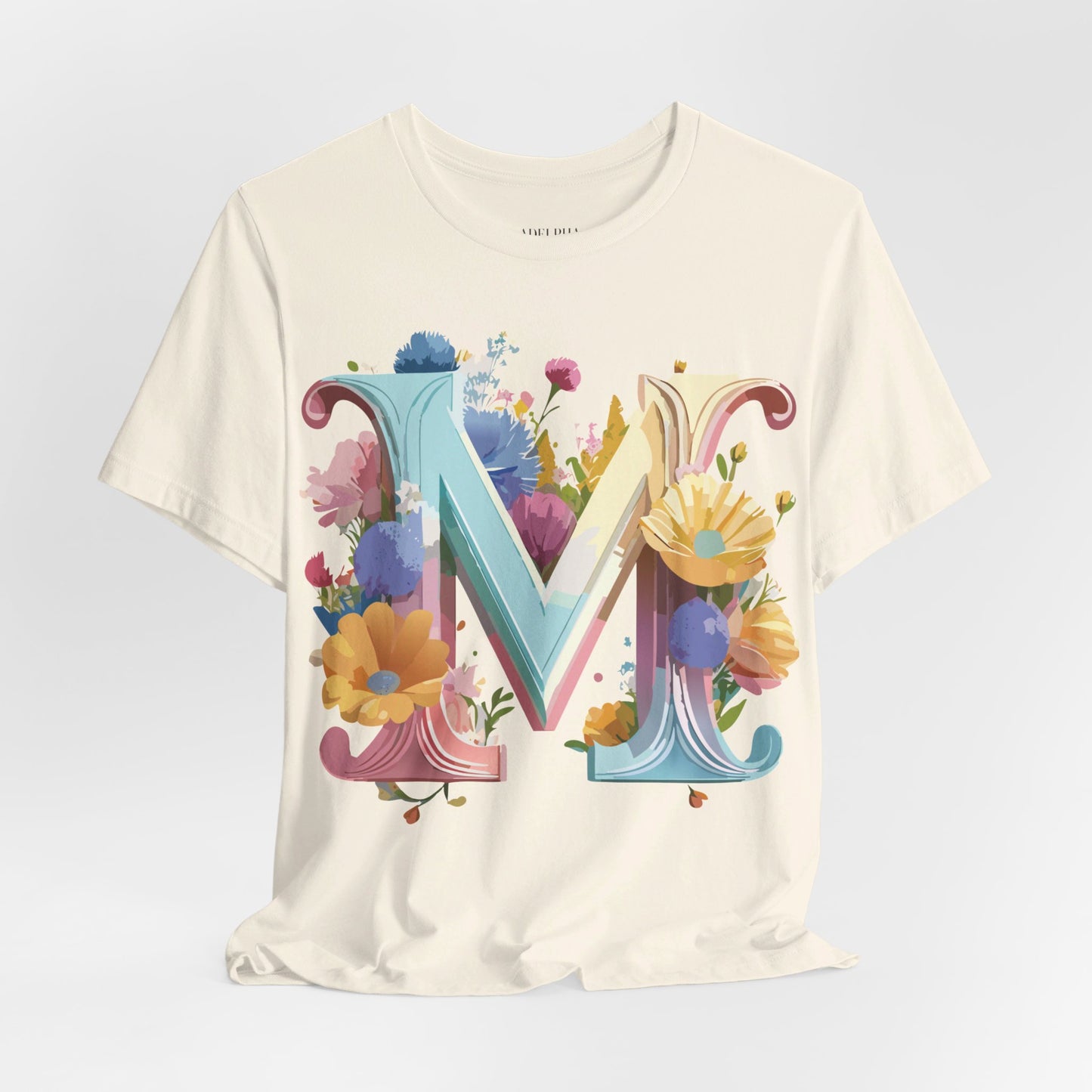 Natural Cotton Tee Shirt - Letters Collection - M Printify