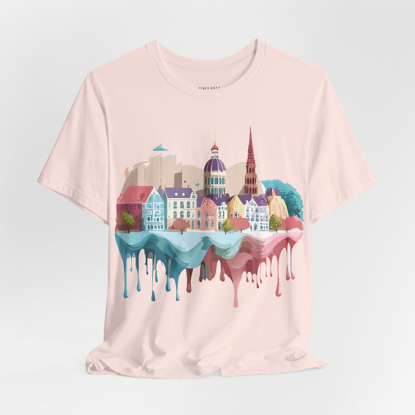 Natural Cotton Tee Shirt - Beautiful Places Collection - Warnemünde and Rostock - Germany Printify