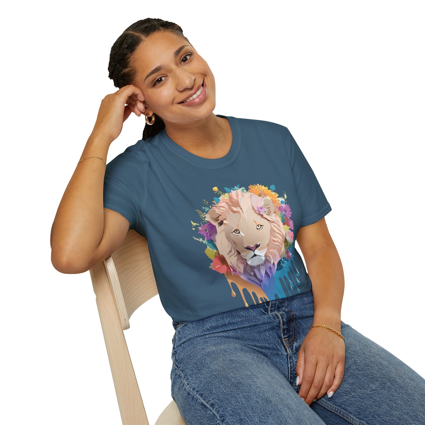 Lion Shirt, Shirt with Lion, Floral Lion Tee, Shirt with Animals