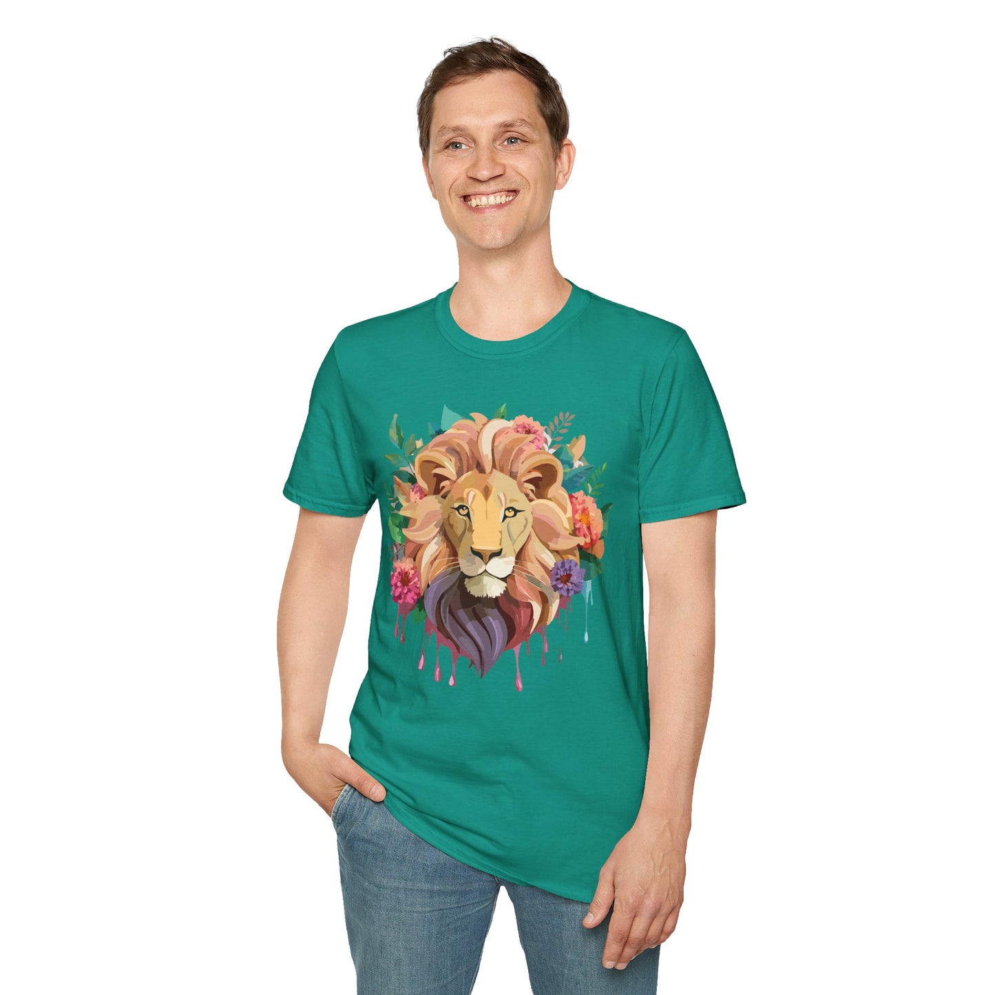 Lion Shirt, Shirt with Lion, Floral Lion Tee, Shirt with Animals