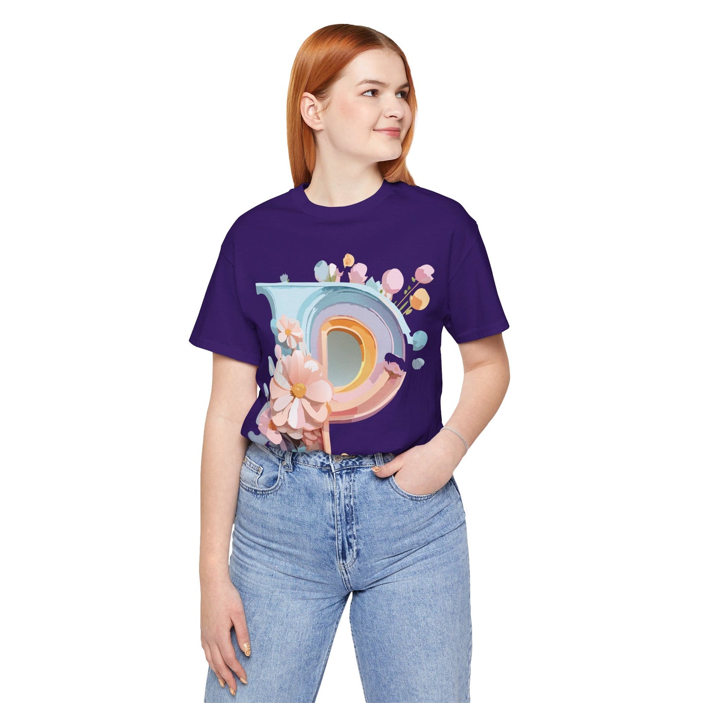 Natural Cotton Tee Shirt - Letters Collection - P Printify