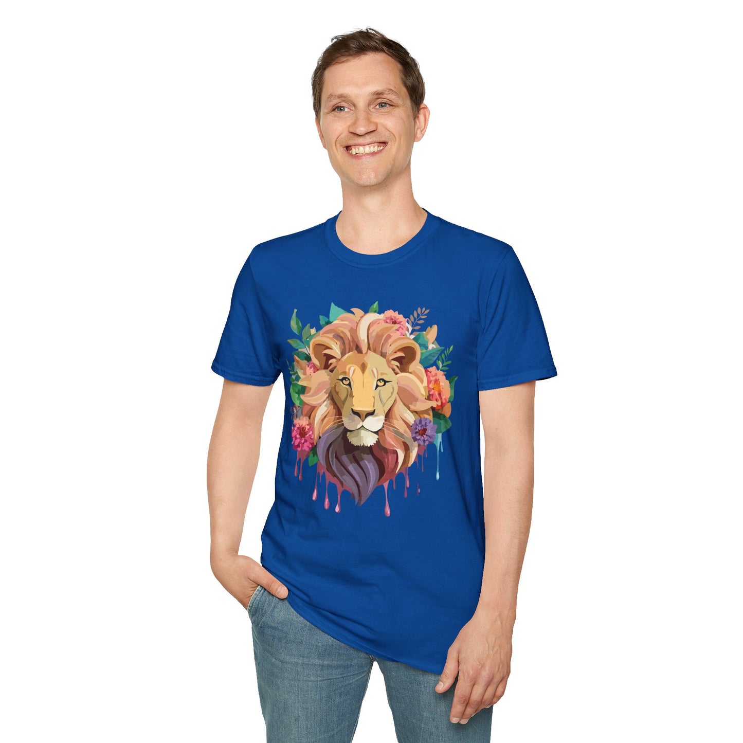 Lion Shirt, Shirt with Lion, Floral Lion Tee, Shirt with Animals