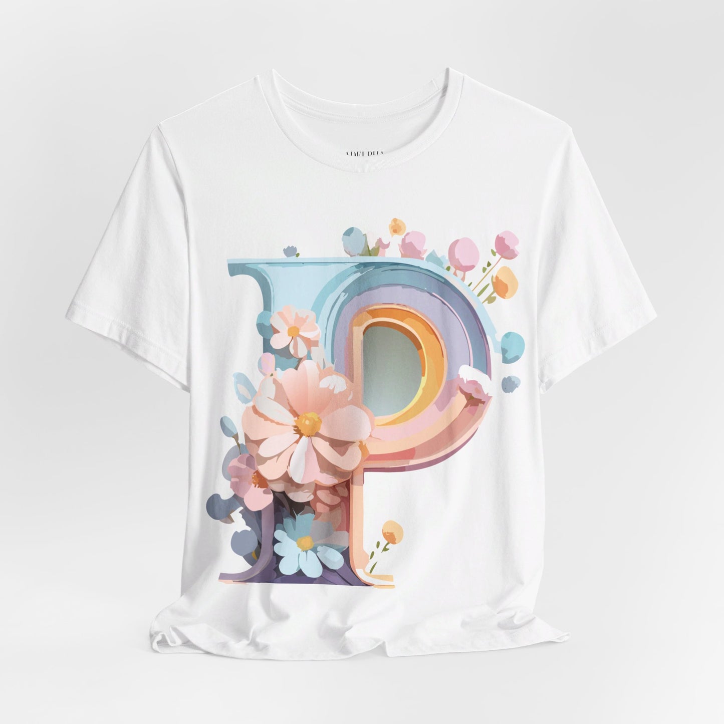 Natural Cotton Tee Shirt - Letters Collection - P Printify