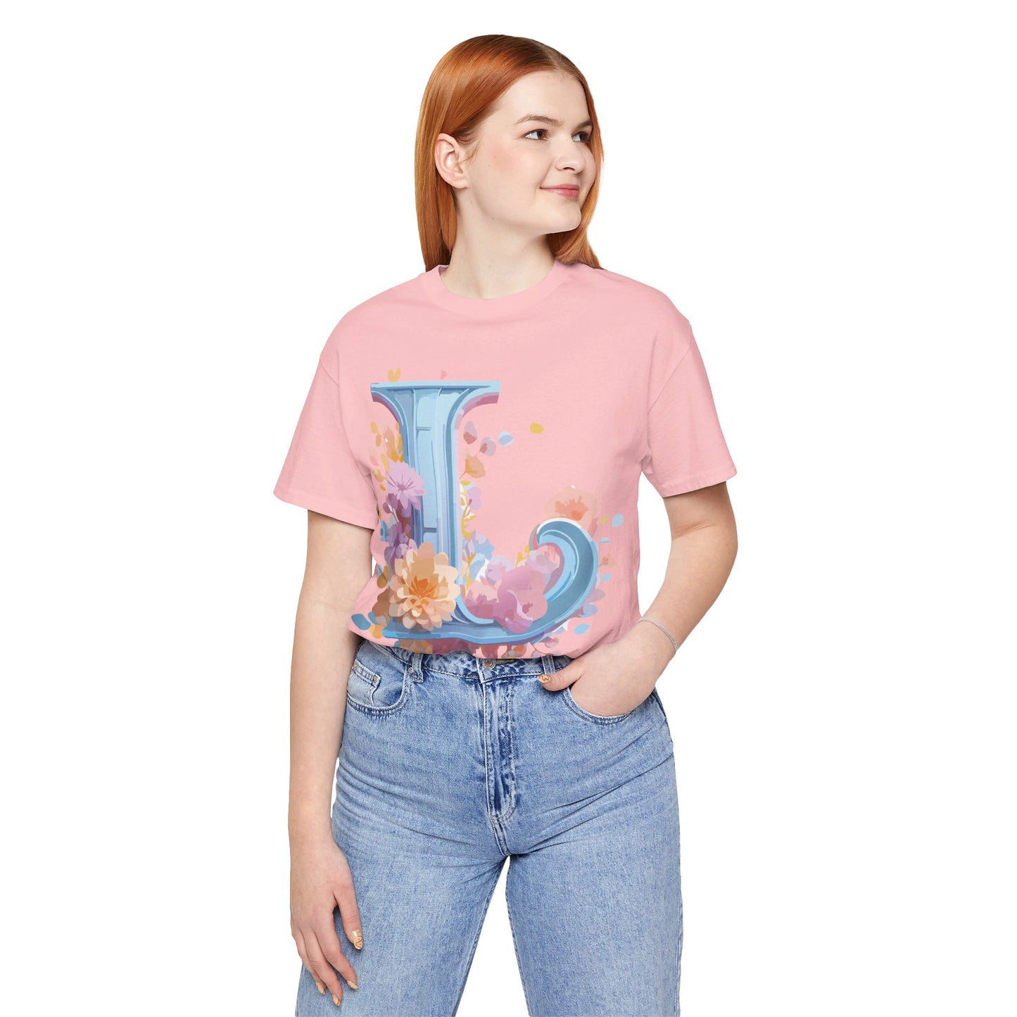 Natural Cotton Tee Shirt - Letters Collection - L Printify