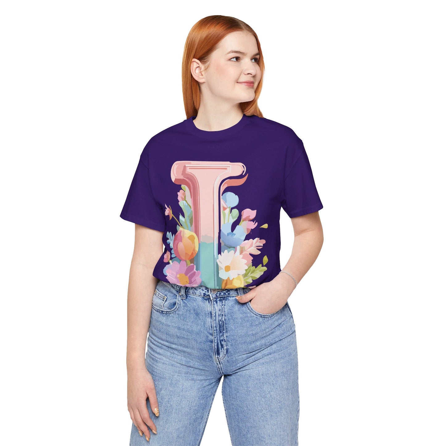 Natural Cotton Tee Shirt - Letters Collection - I Printify