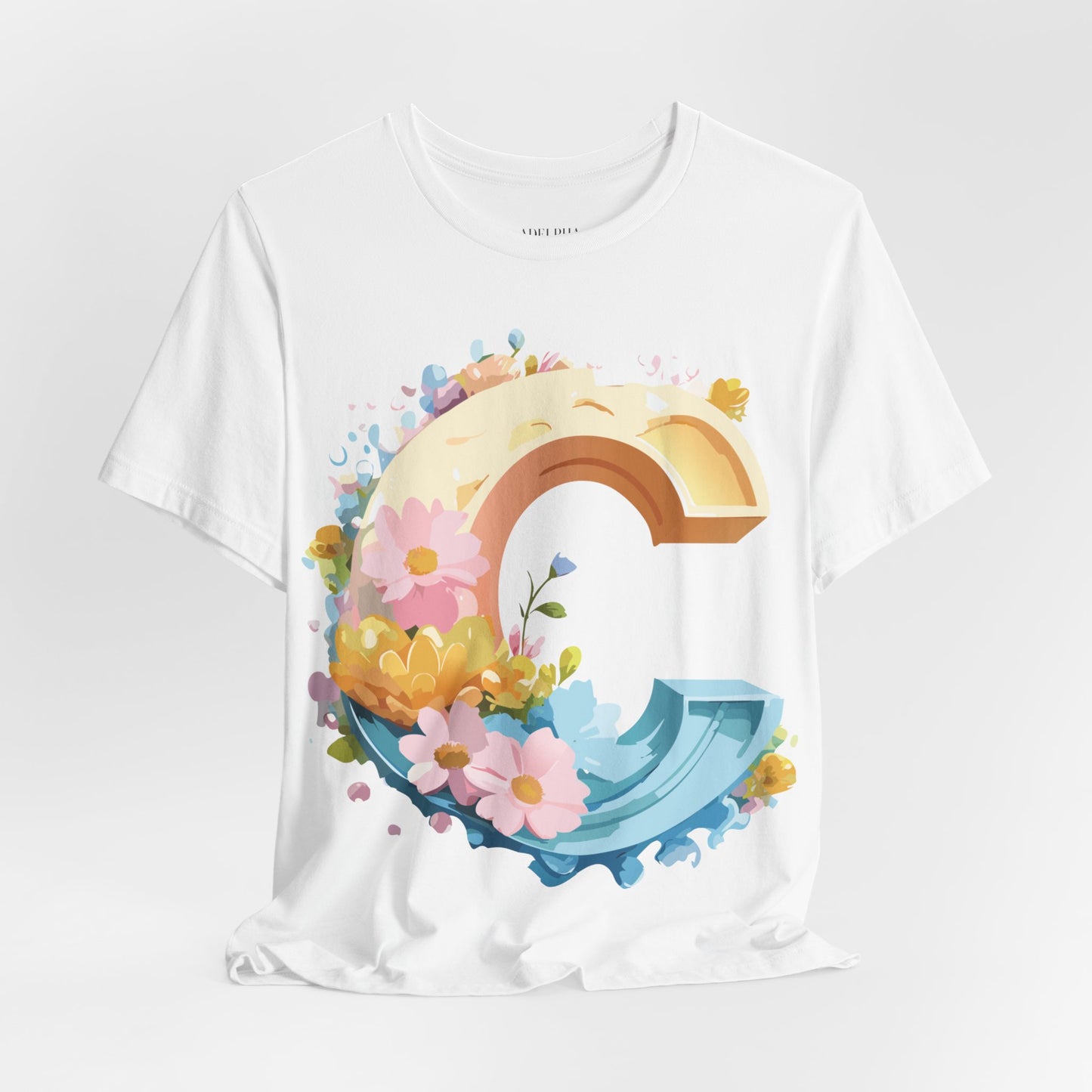 Natural Cotton Tee Shirt - Letters Collection - C Printify