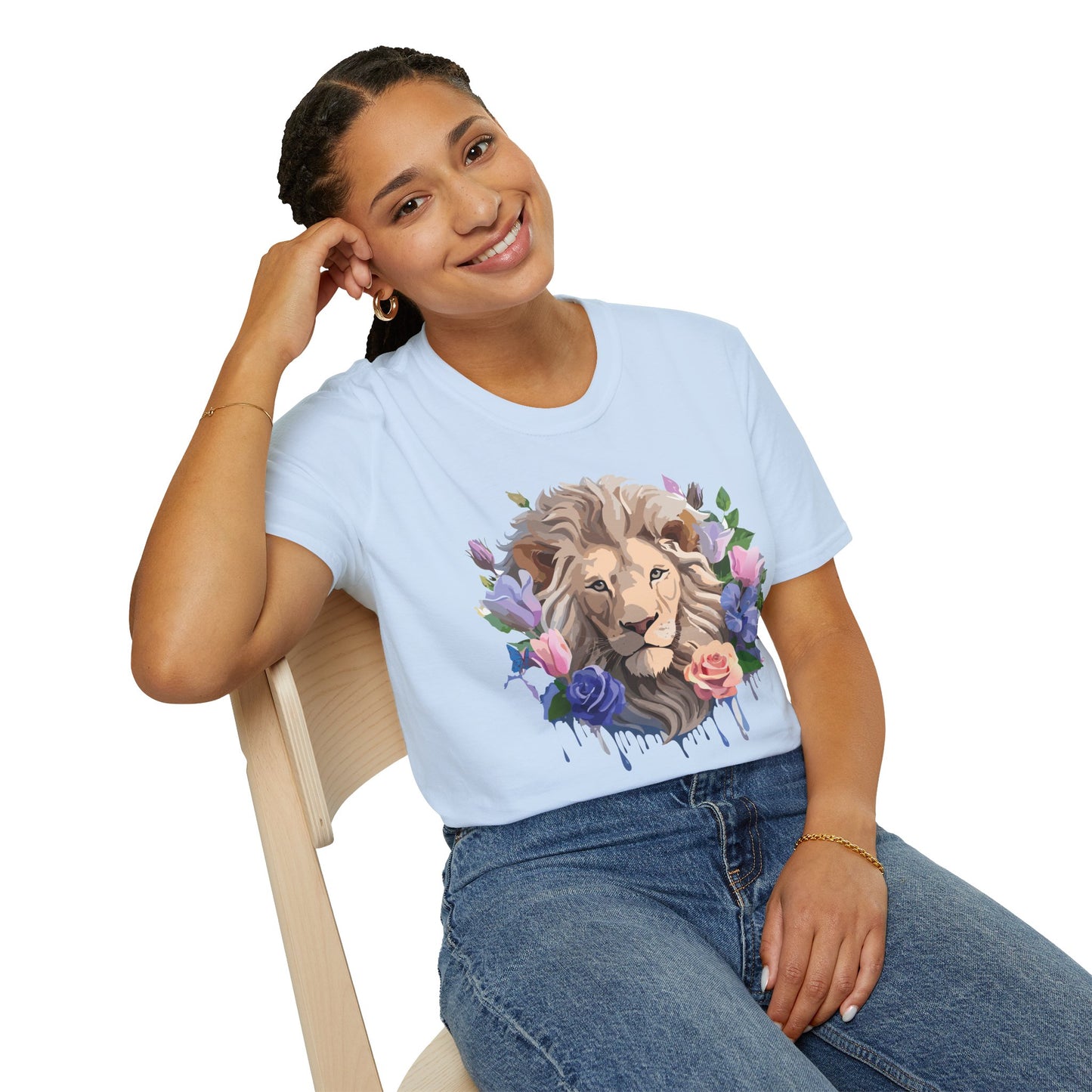 Lion Shirt, Shirt with Lion, Floral Lion Tee, Shirt with Animals