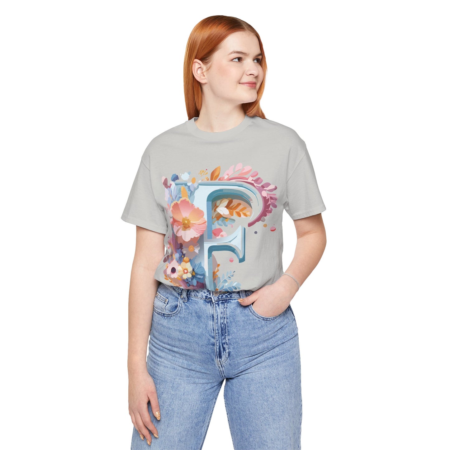 Natural Cotton Tee Shirt - Letters Collection - F Printify