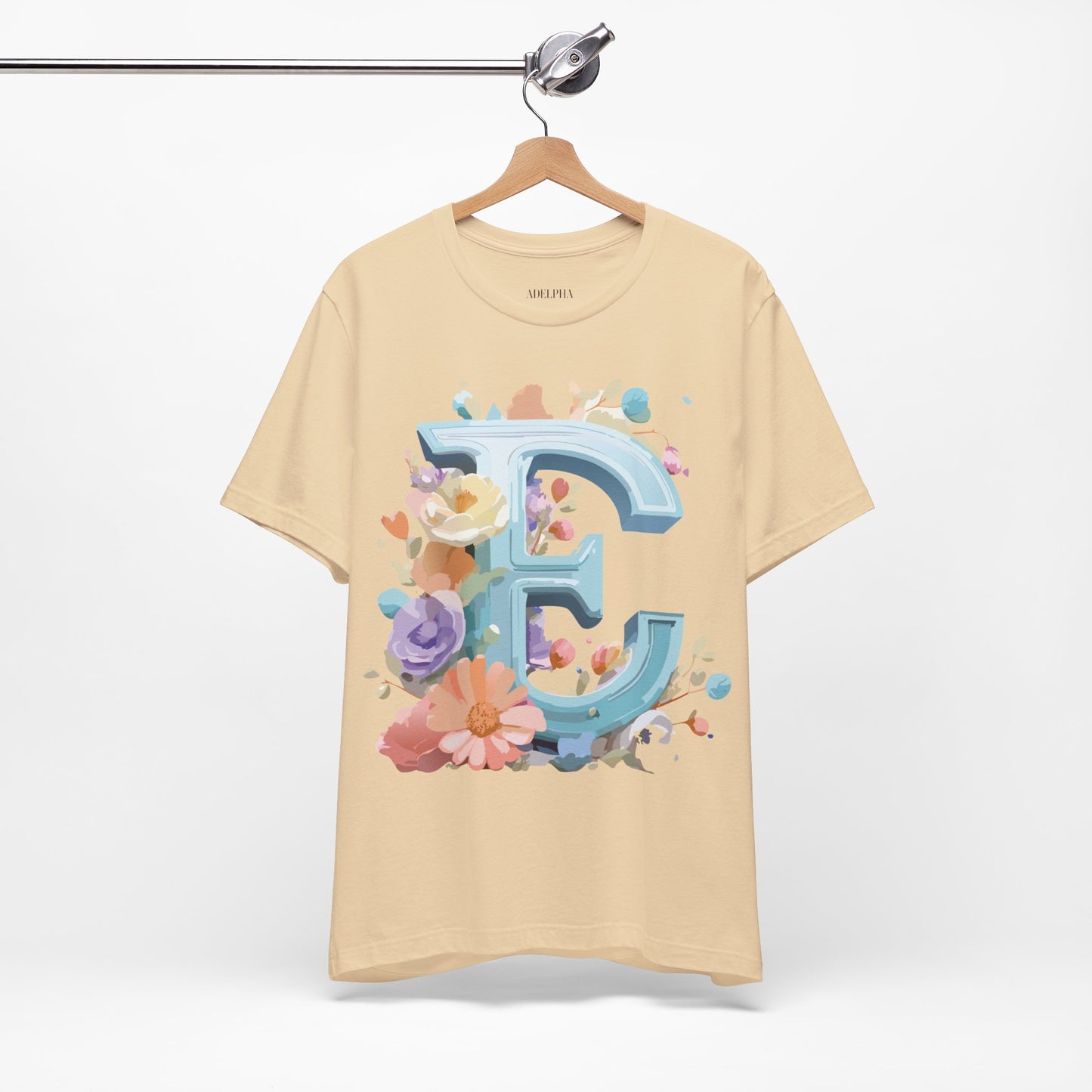 Natural Cotton Tee Shirt - Letters Collection - E Printify
