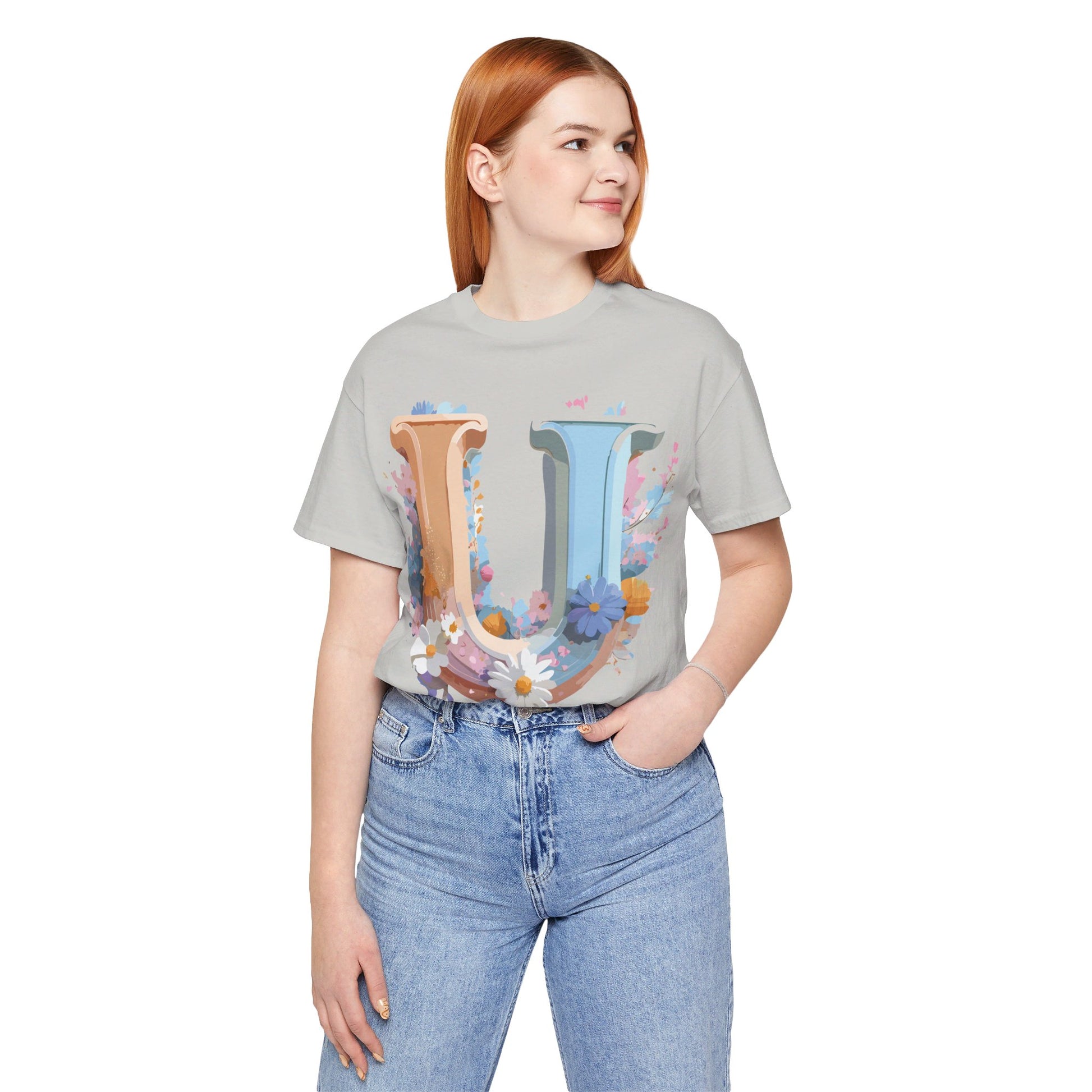 Natural Cotton Tee Shirt - Letters Collection - U Printify