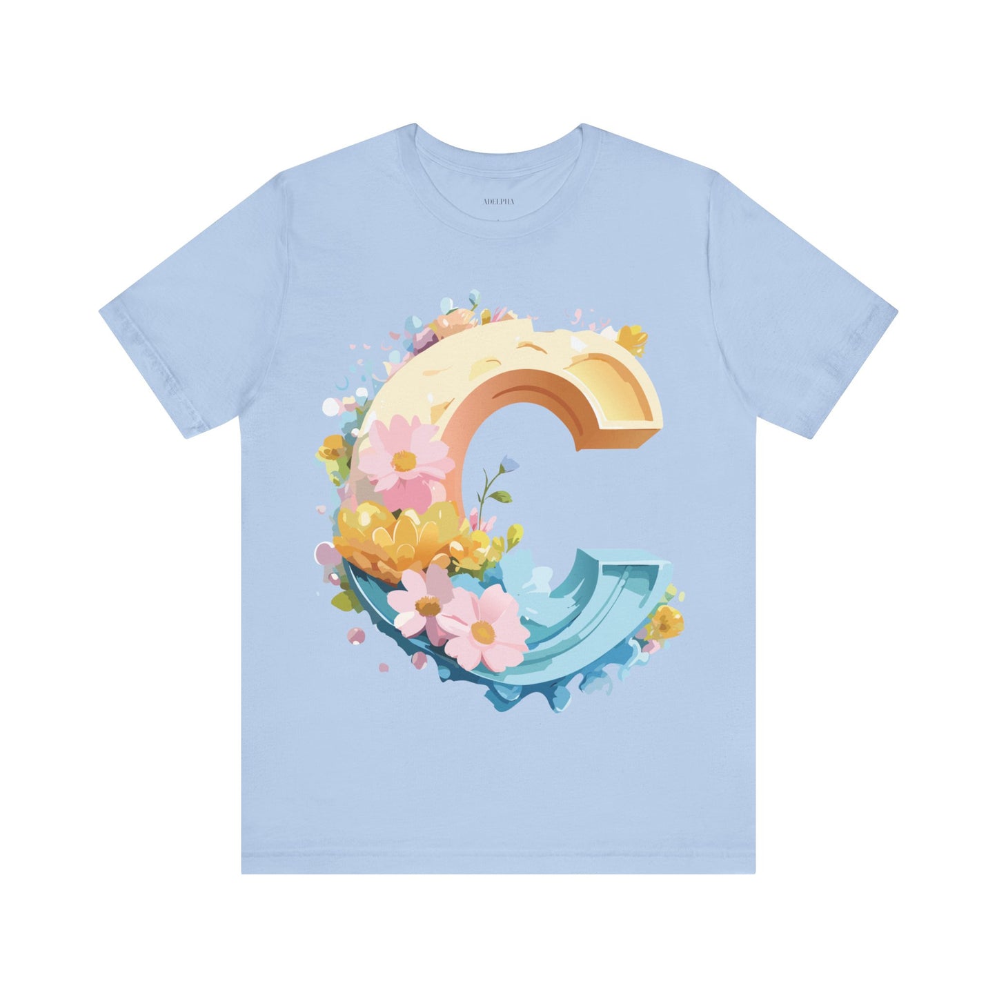 Natural Cotton Tee Shirt - Letters Collection - C Printify