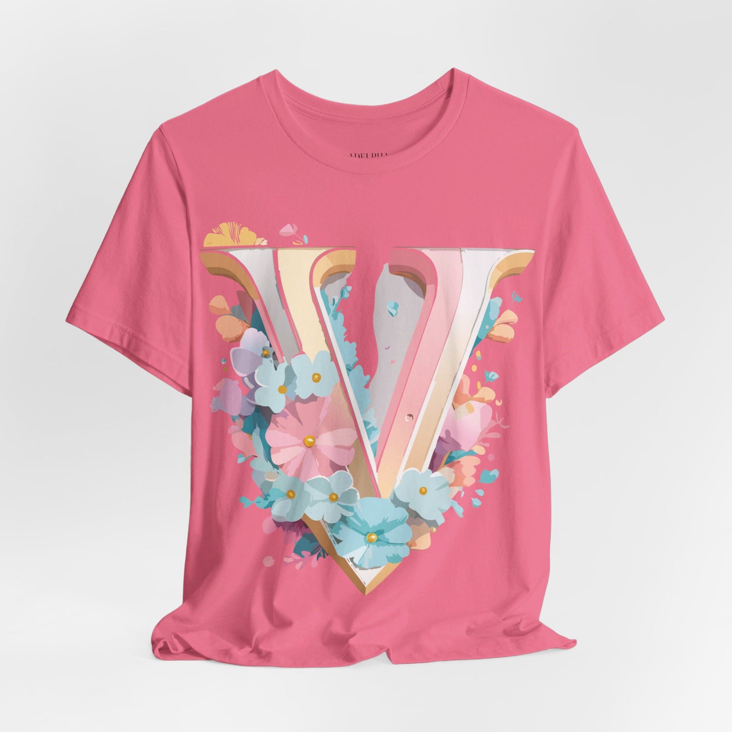 Natural Cotton Tee Shirt - Letters Collection - V Printify