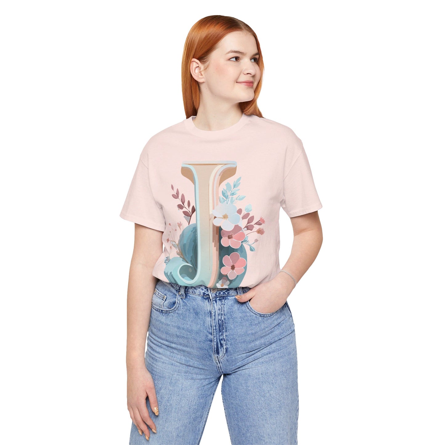 Natural Cotton Tee Shirt - Letters Collection - J Printify