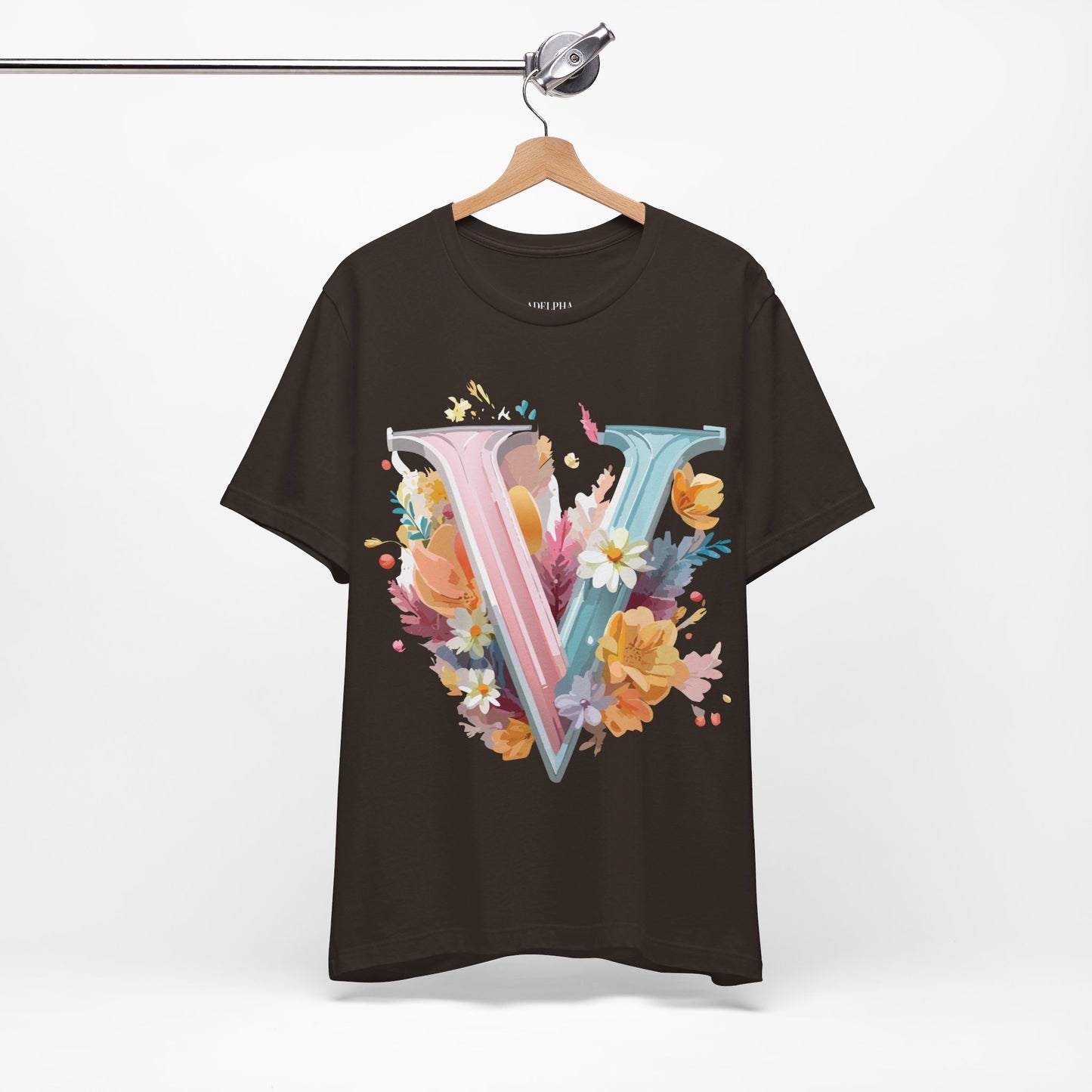 Natural Cotton Tee Shirt - Letters Collection - V Printify