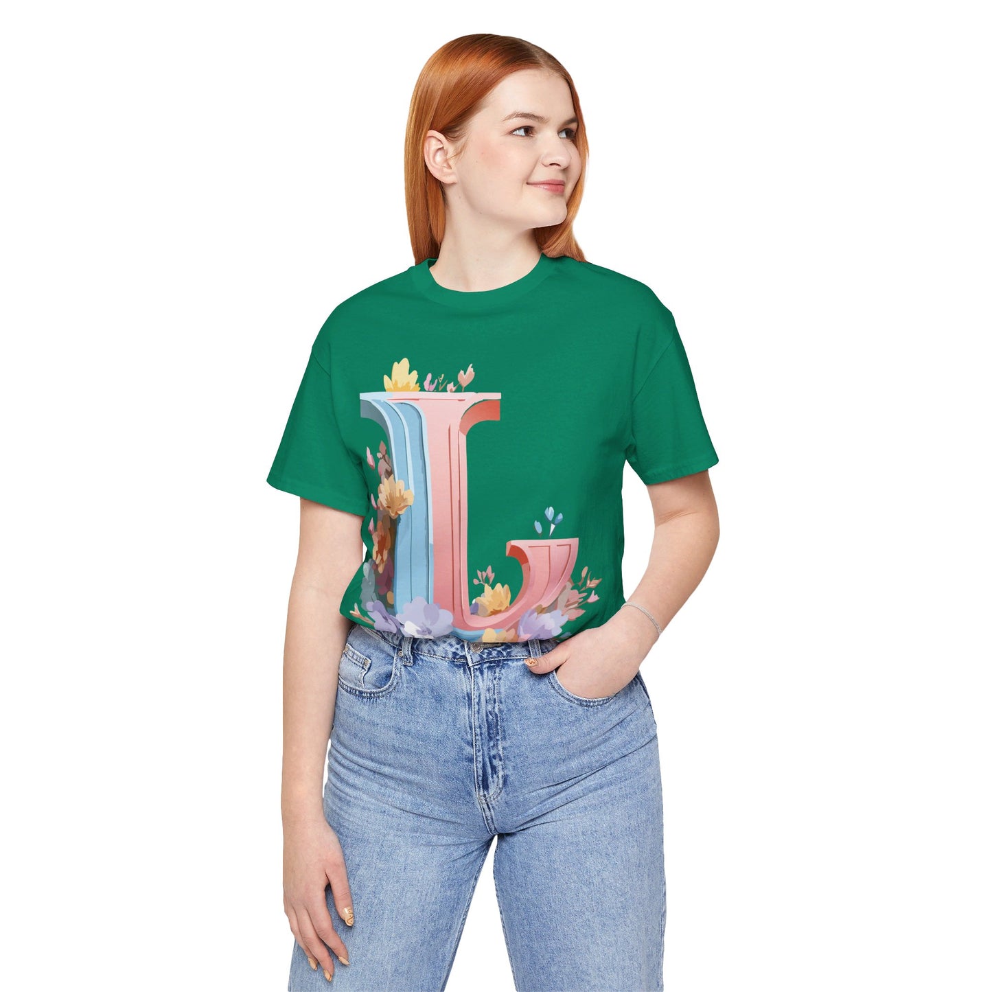 Natural Cotton Tee Shirt - Letters Collection - L Printify