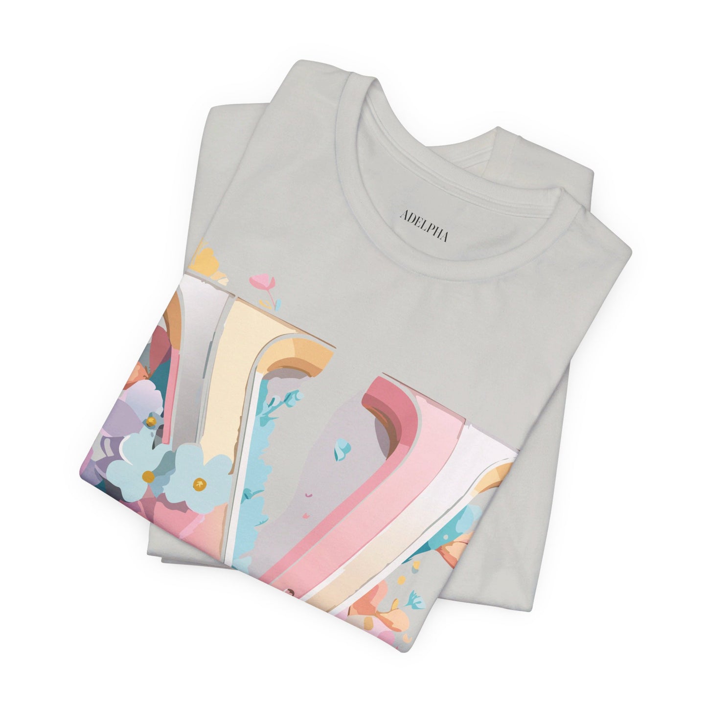 Natural Cotton Tee Shirt - Letters Collection - V Printify