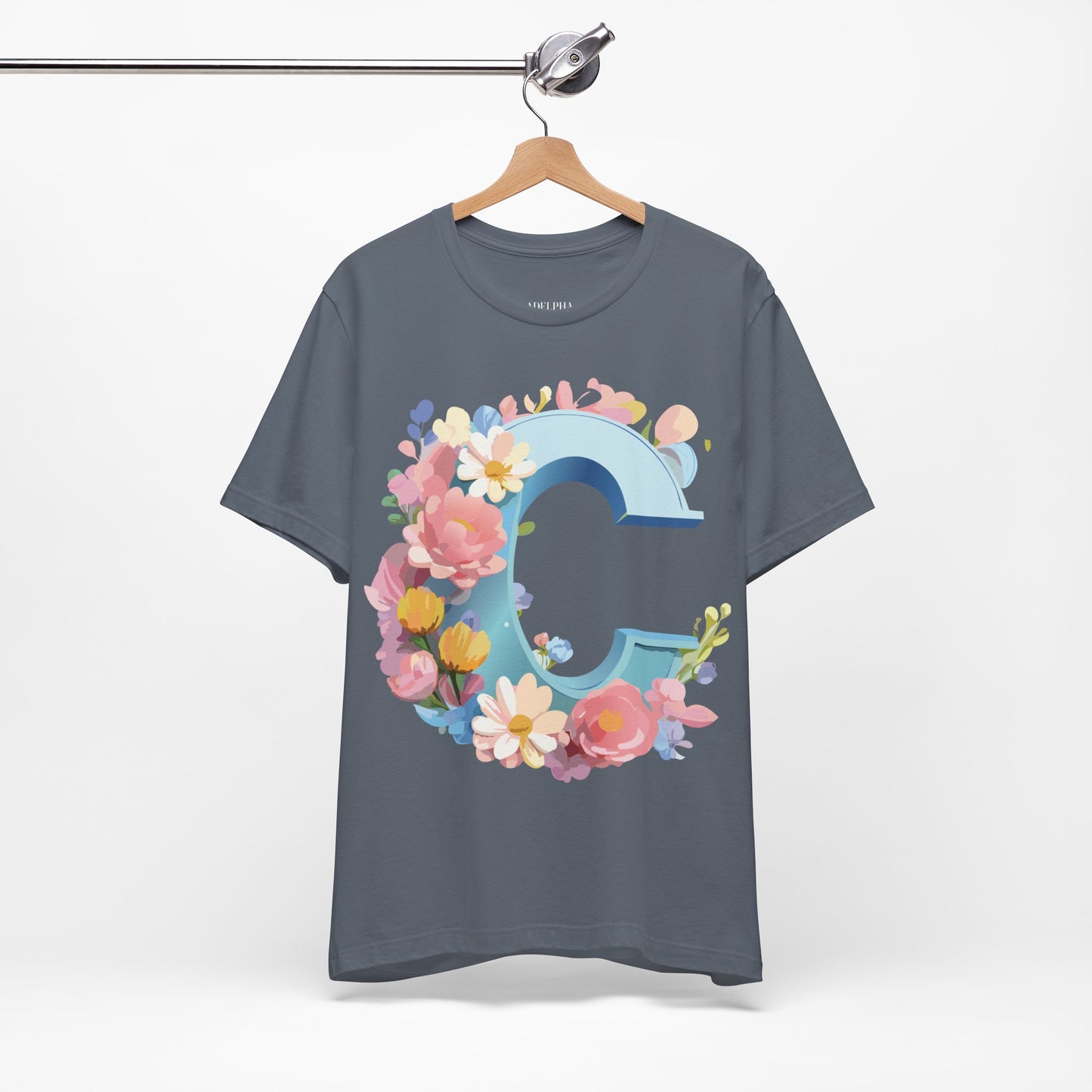 Natural Cotton Tee Shirt - Letters Collection - C Printify