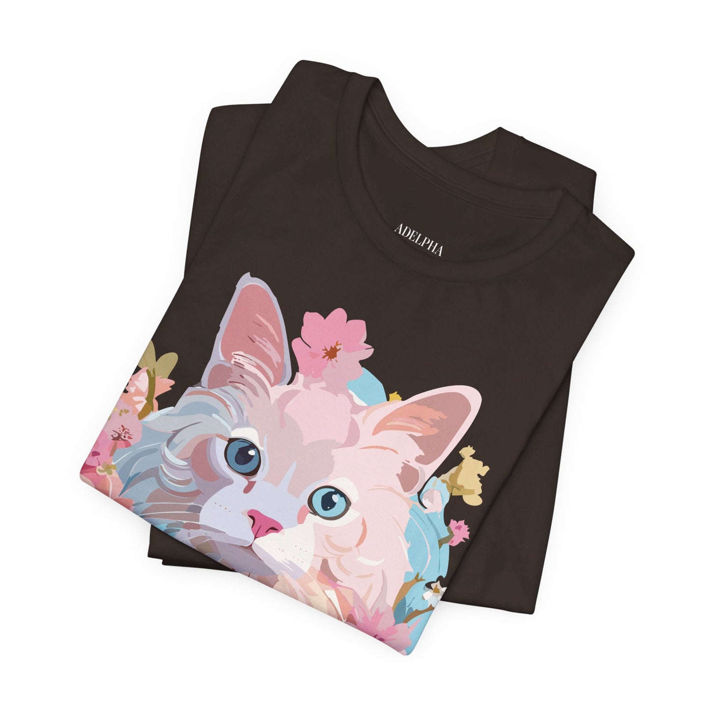 Natural Cotton Tee Shirt with Cat Printify