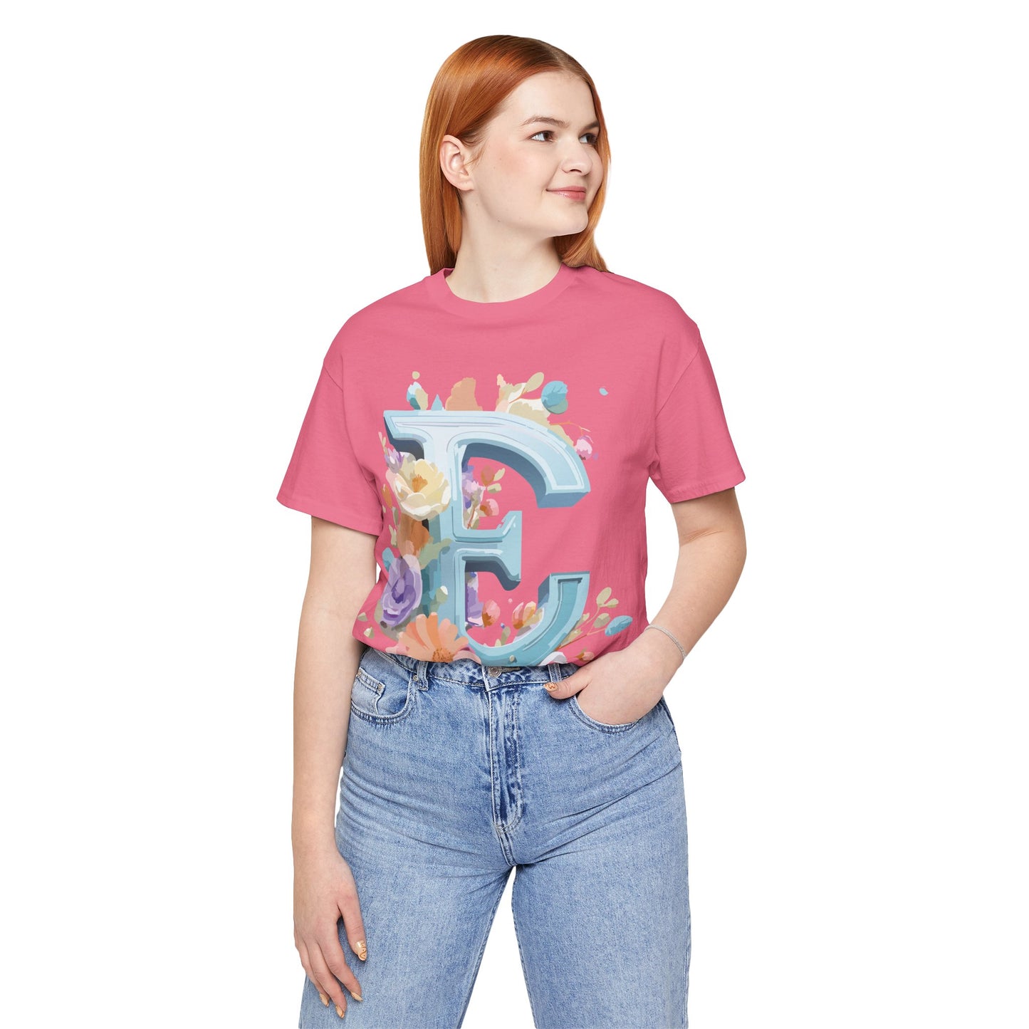 Natural Cotton Tee Shirt - Letters Collection - E Printify