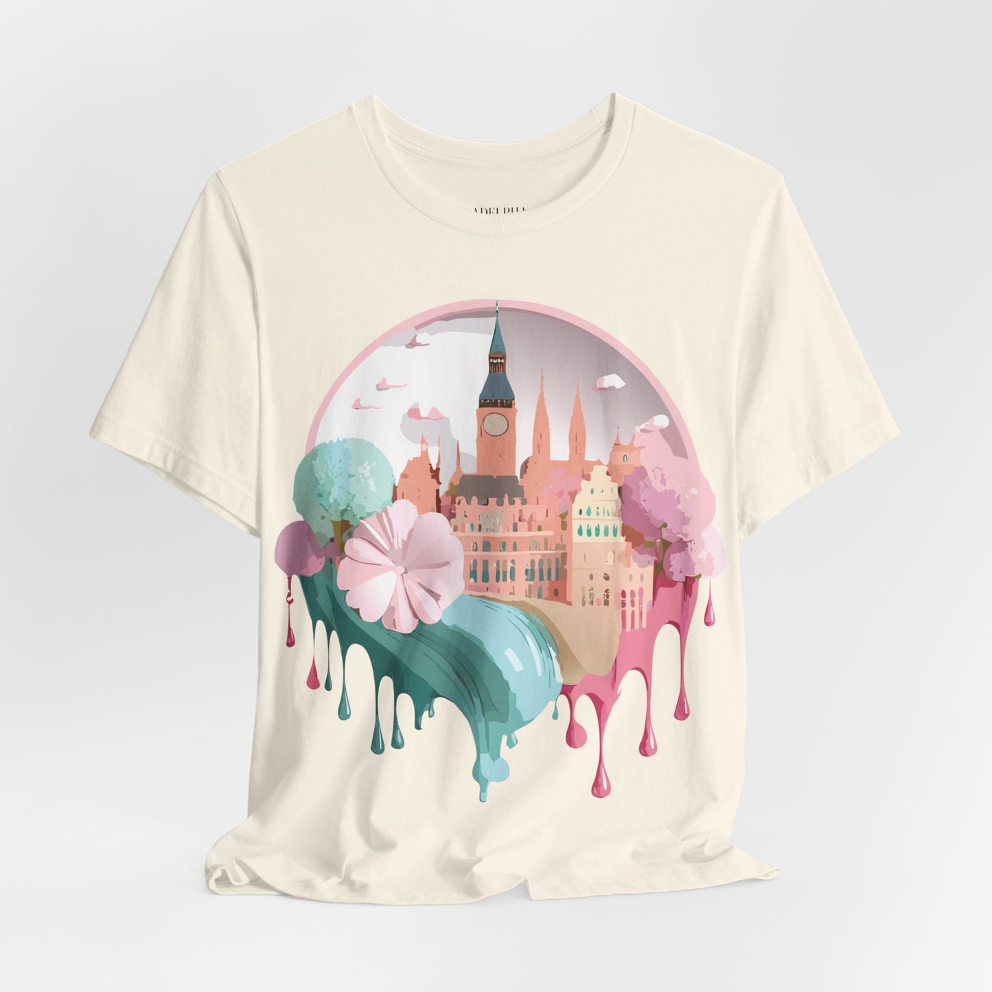 Natural Cotton Tee Shirt - Beautiful Places Collection - Prague Printify