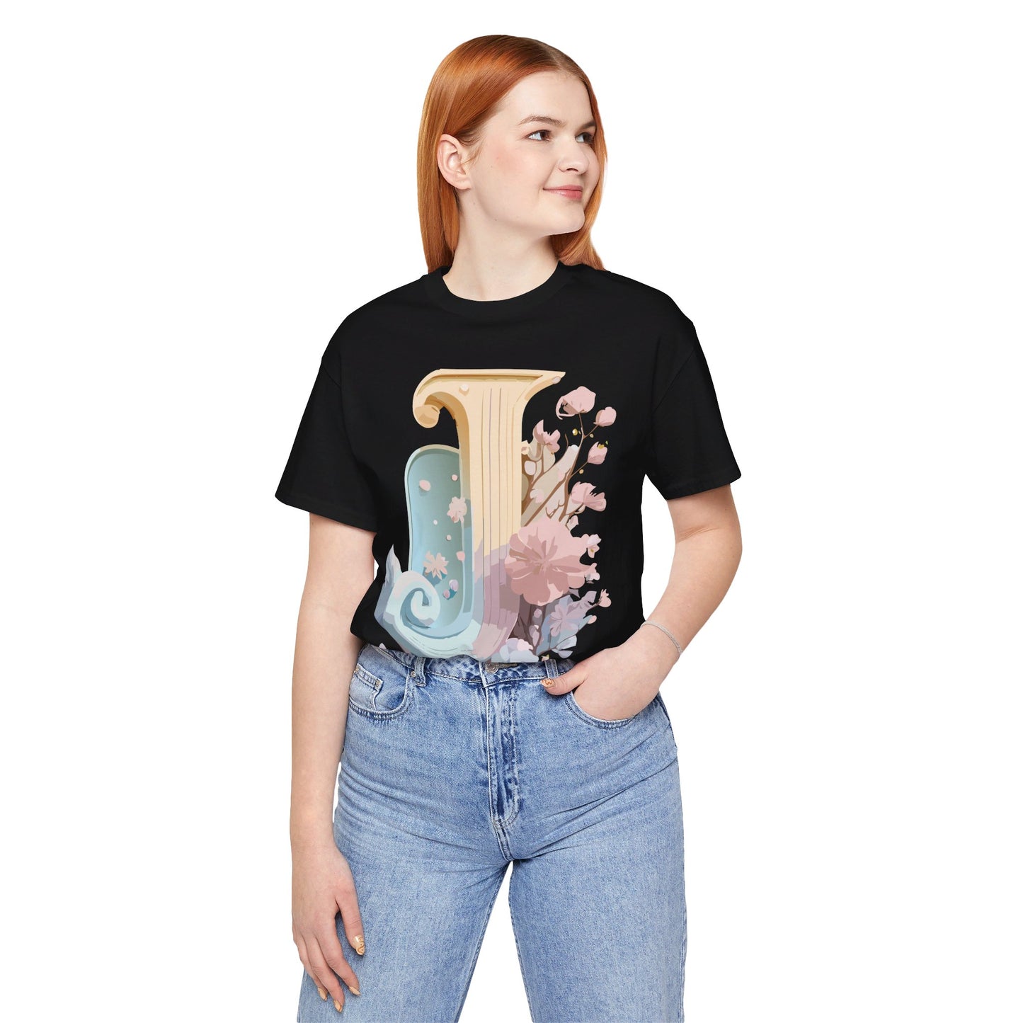 Natural Cotton Tee Shirt - Letters Collection - J Printify