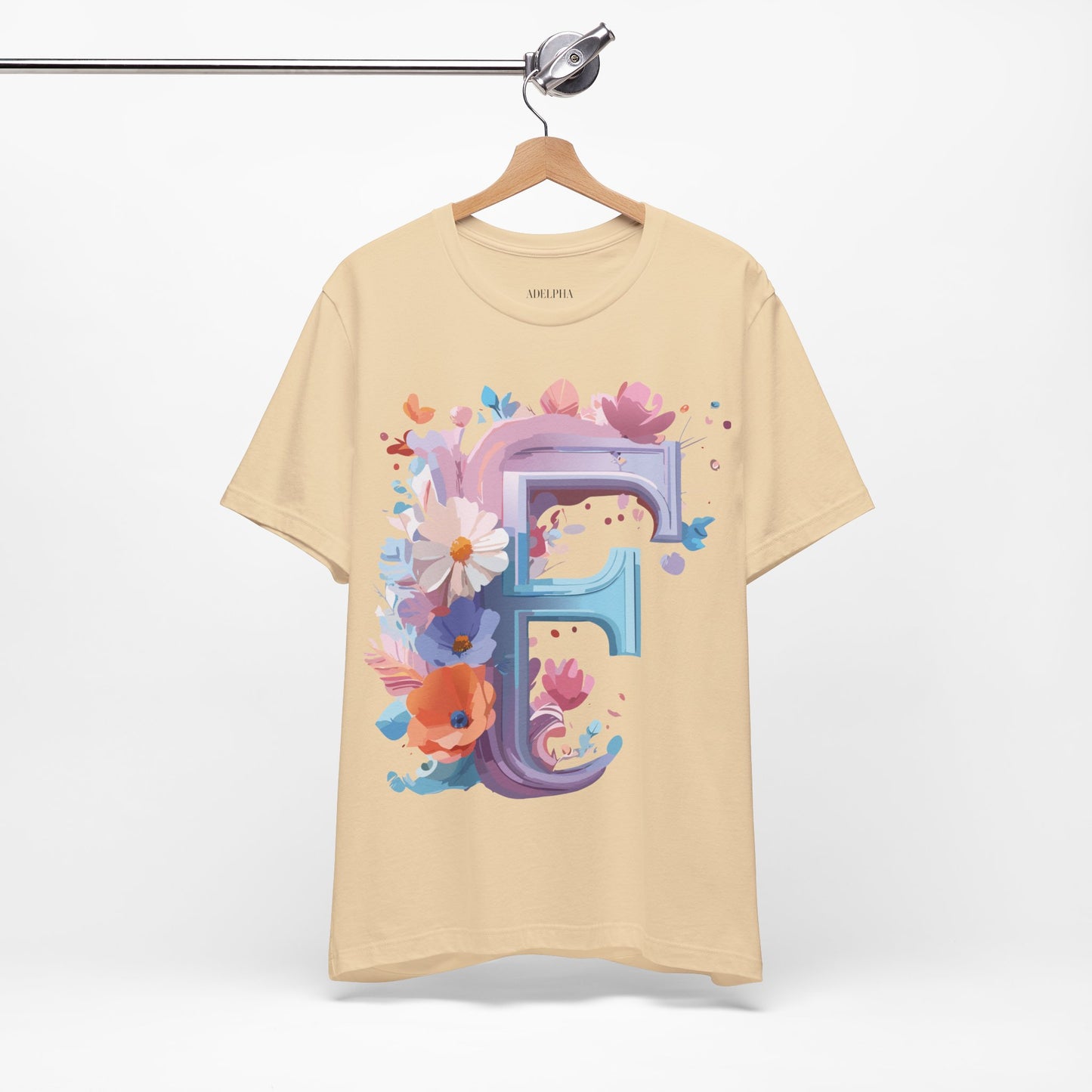 Natural Cotton Tee Shirt - Letters Collection - F Printify