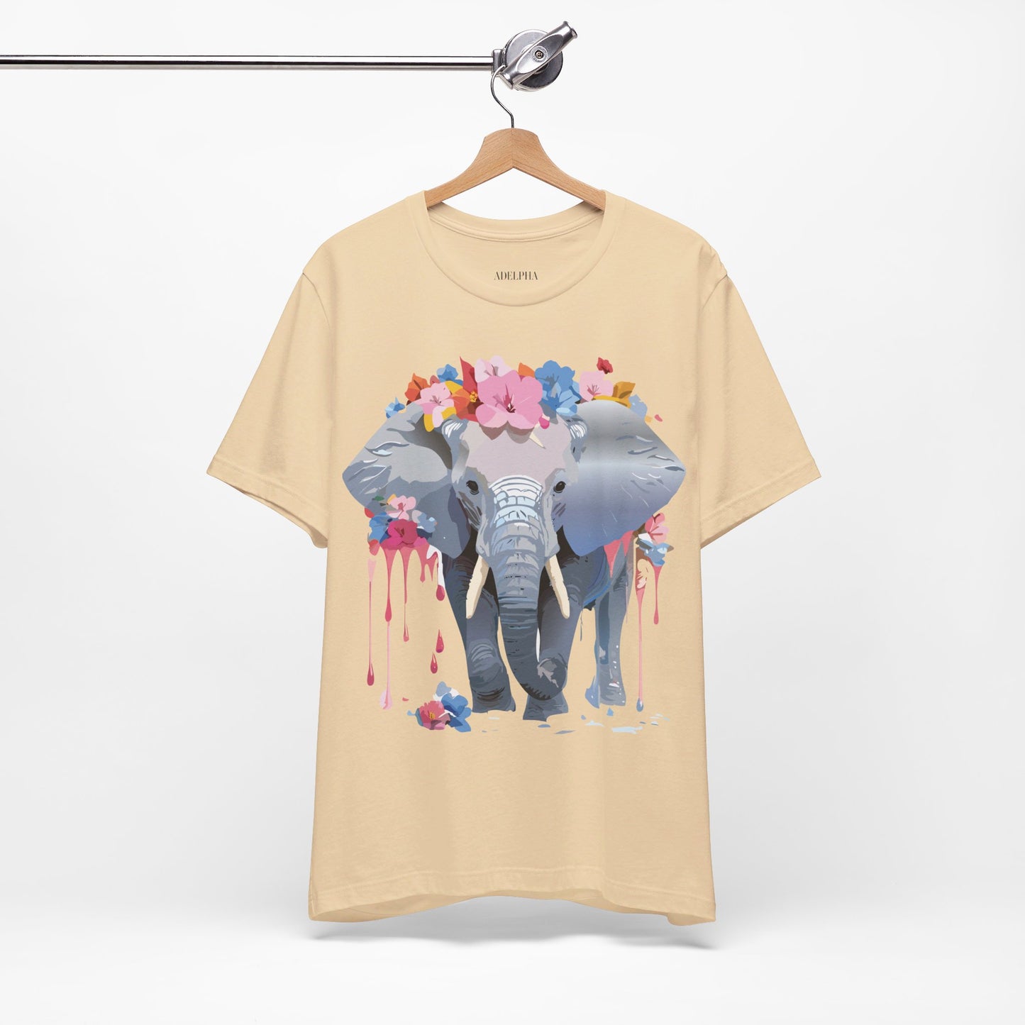 Natural Cotton Tee Shirt with Elephant Printify