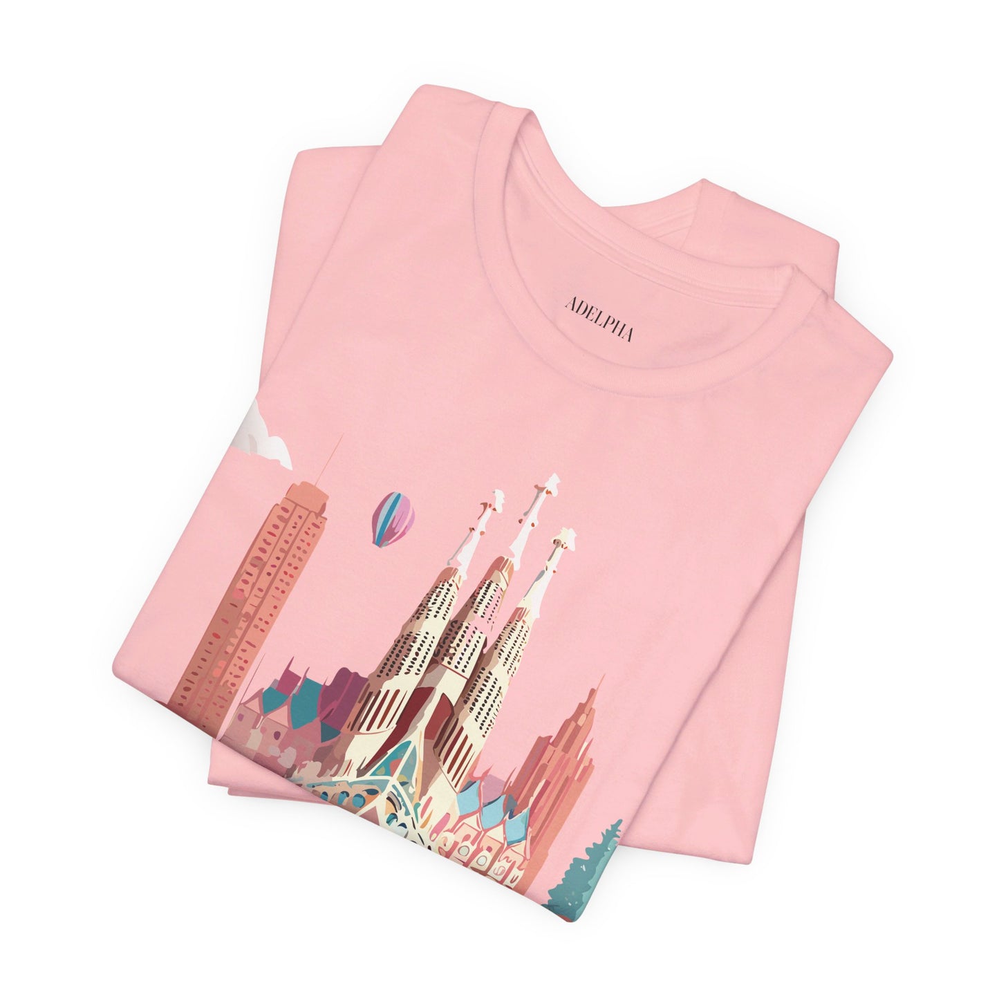 Natural Cotton Tee Shirt - Beautiful Places Collection - Barcelona Printify