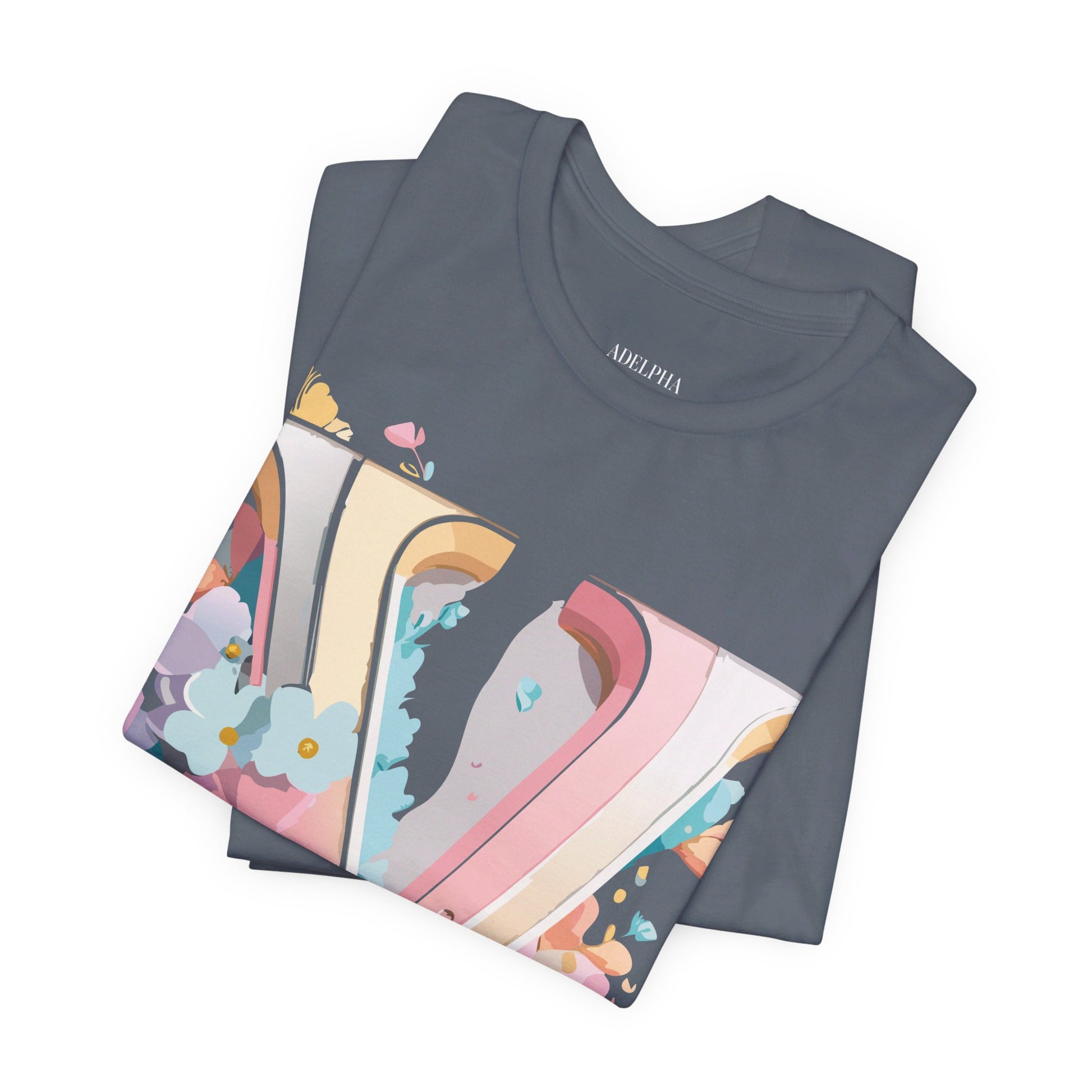 Natural Cotton Tee Shirt - Letters Collection - V Printify