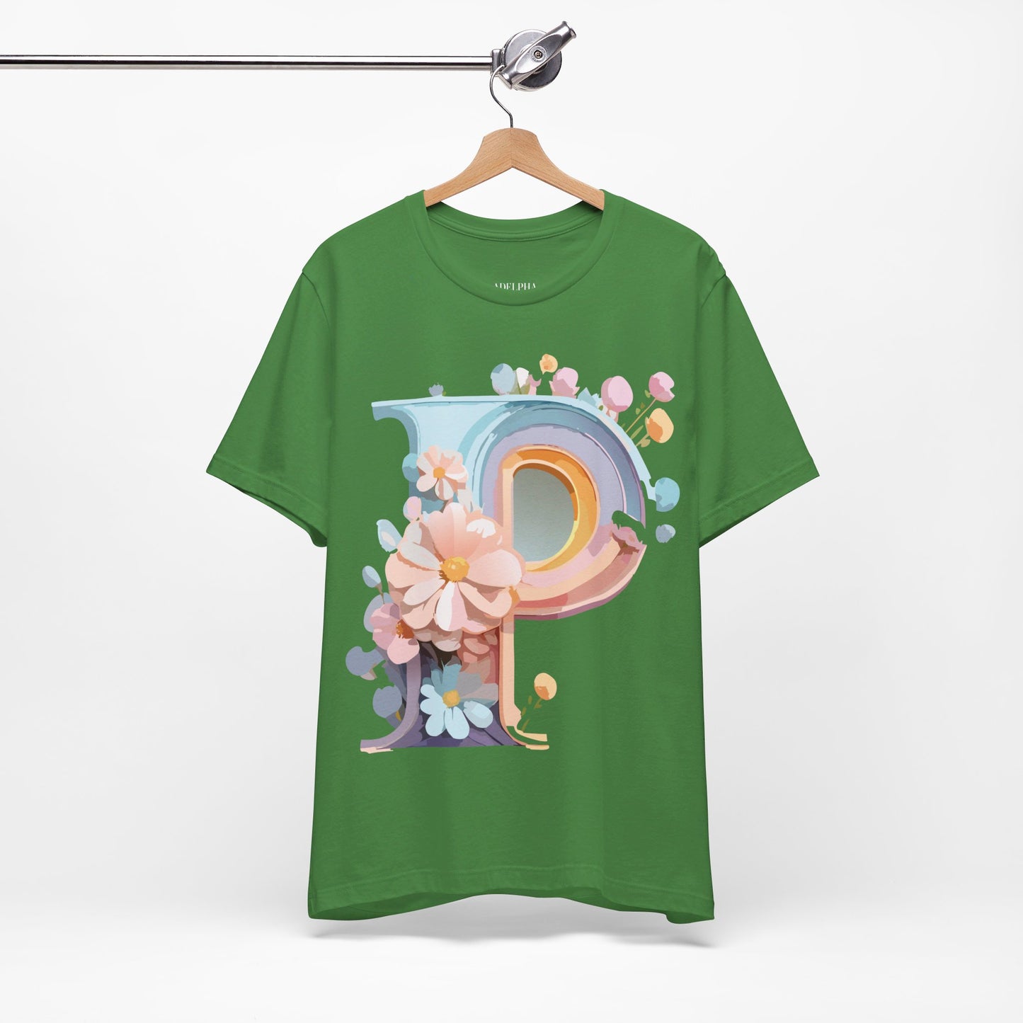 Natural Cotton Tee Shirt - Letters Collection - P Printify