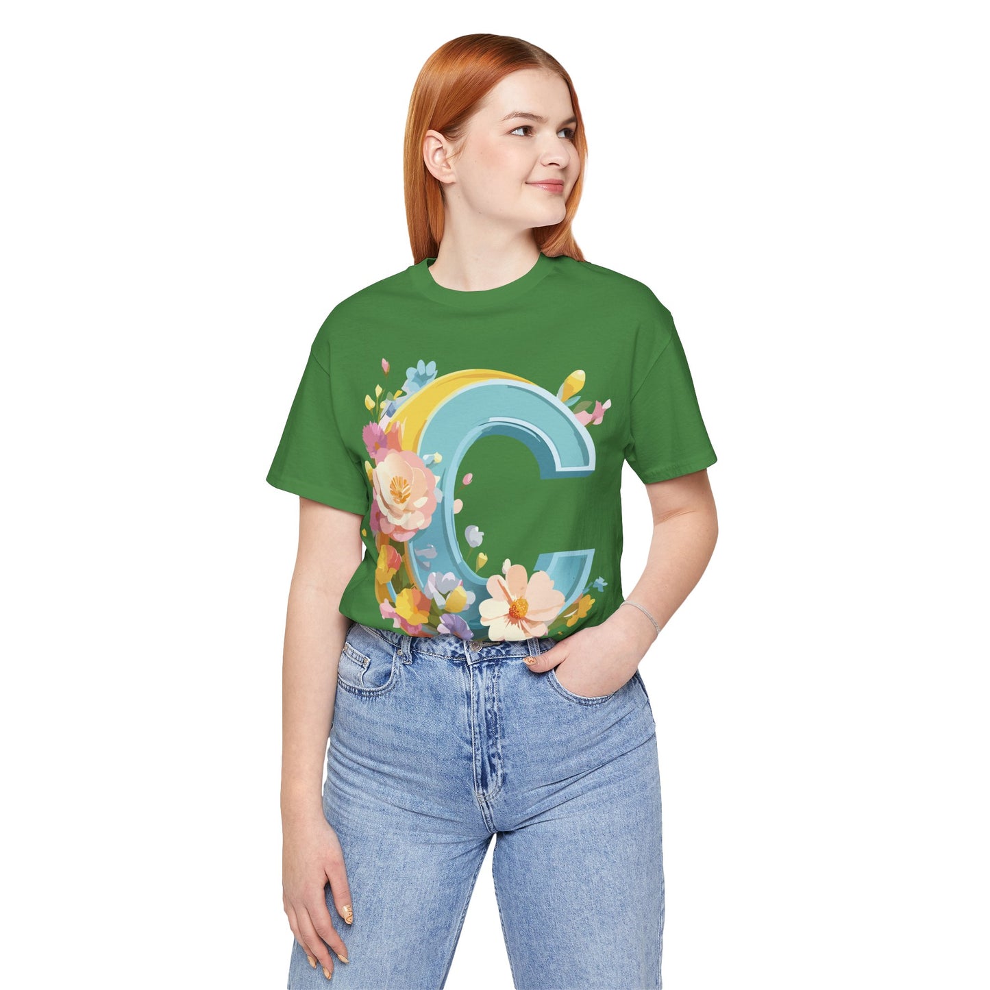 Natural Cotton Tee Shirt - Letters Collection - C Printify