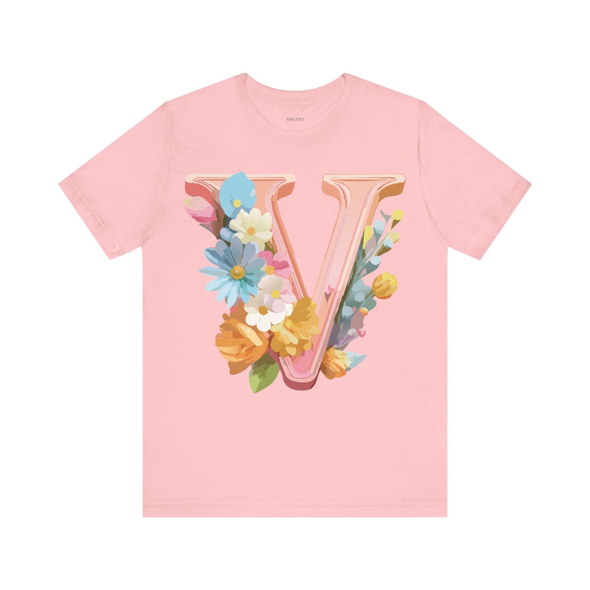 Natural Cotton Tee Shirt - Letters Collection - V Printify