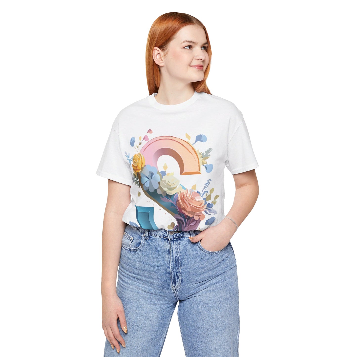 Natural Cotton Tee Shirt - Letters Collection - S Printify