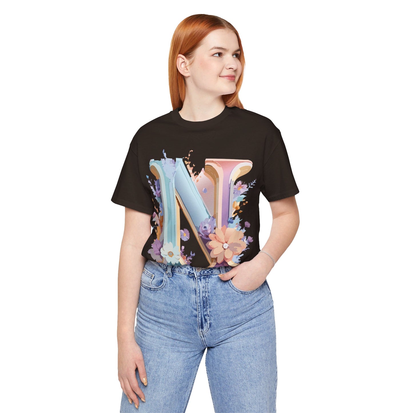 Natural Cotton Tee Shirt - Letters Collection - N Printify