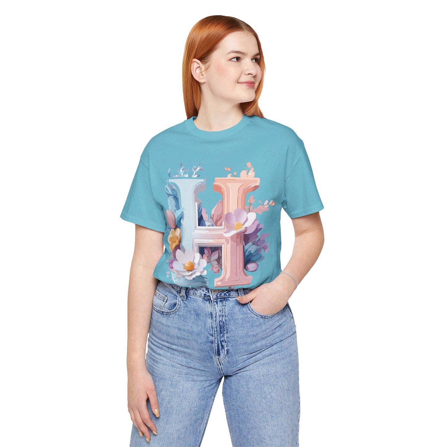 Natural Cotton Tee Shirt - Letters Collection - H Printify