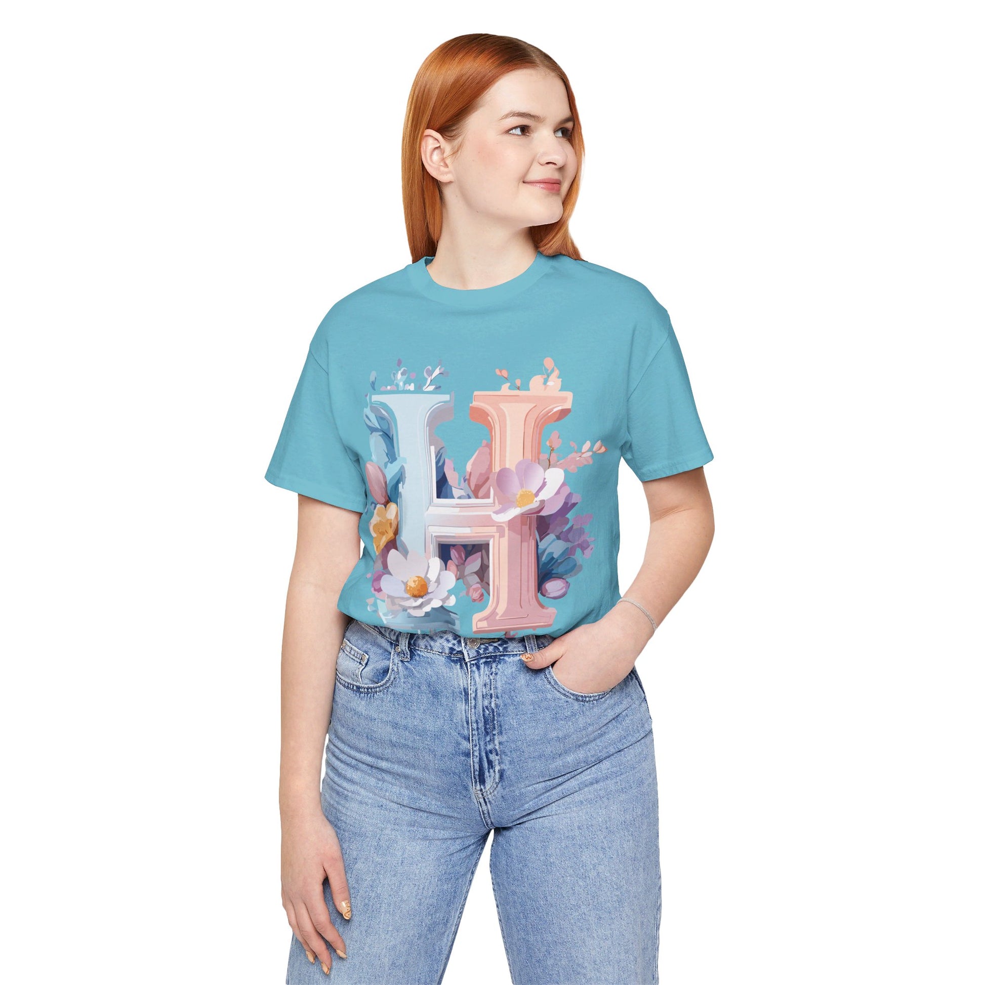 Natural Cotton Tee Shirt - Letters Collection - H Printify