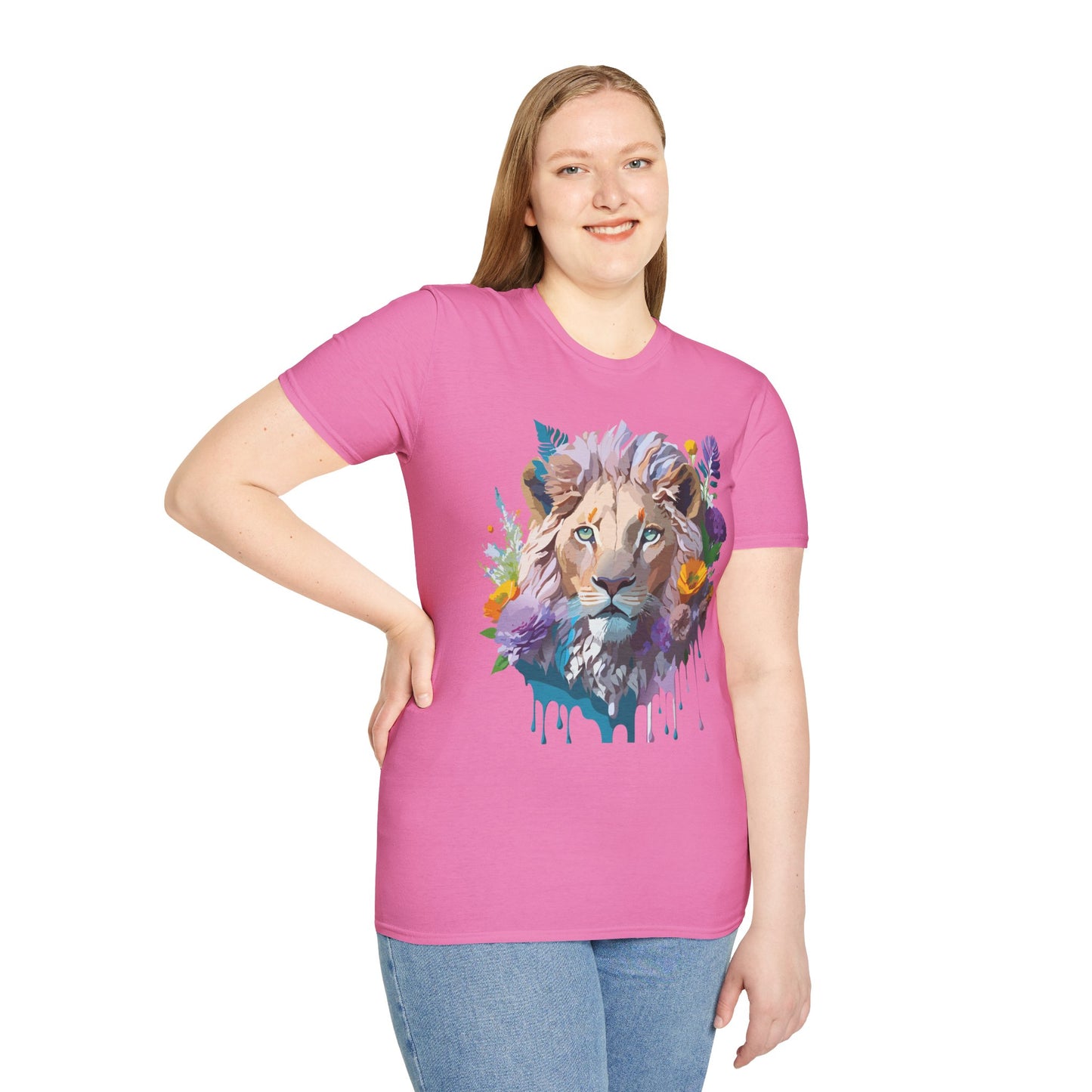 Lion Shirt, Shirt with Lion, Floral Lion Tee, Shirt with Animals