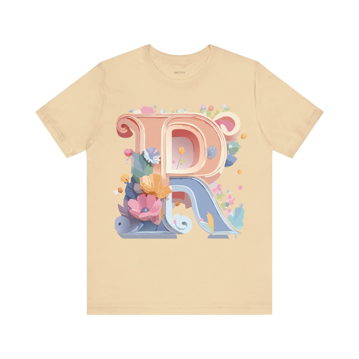 Natural Cotton Tee Shirt - Letters Collection - R Printify