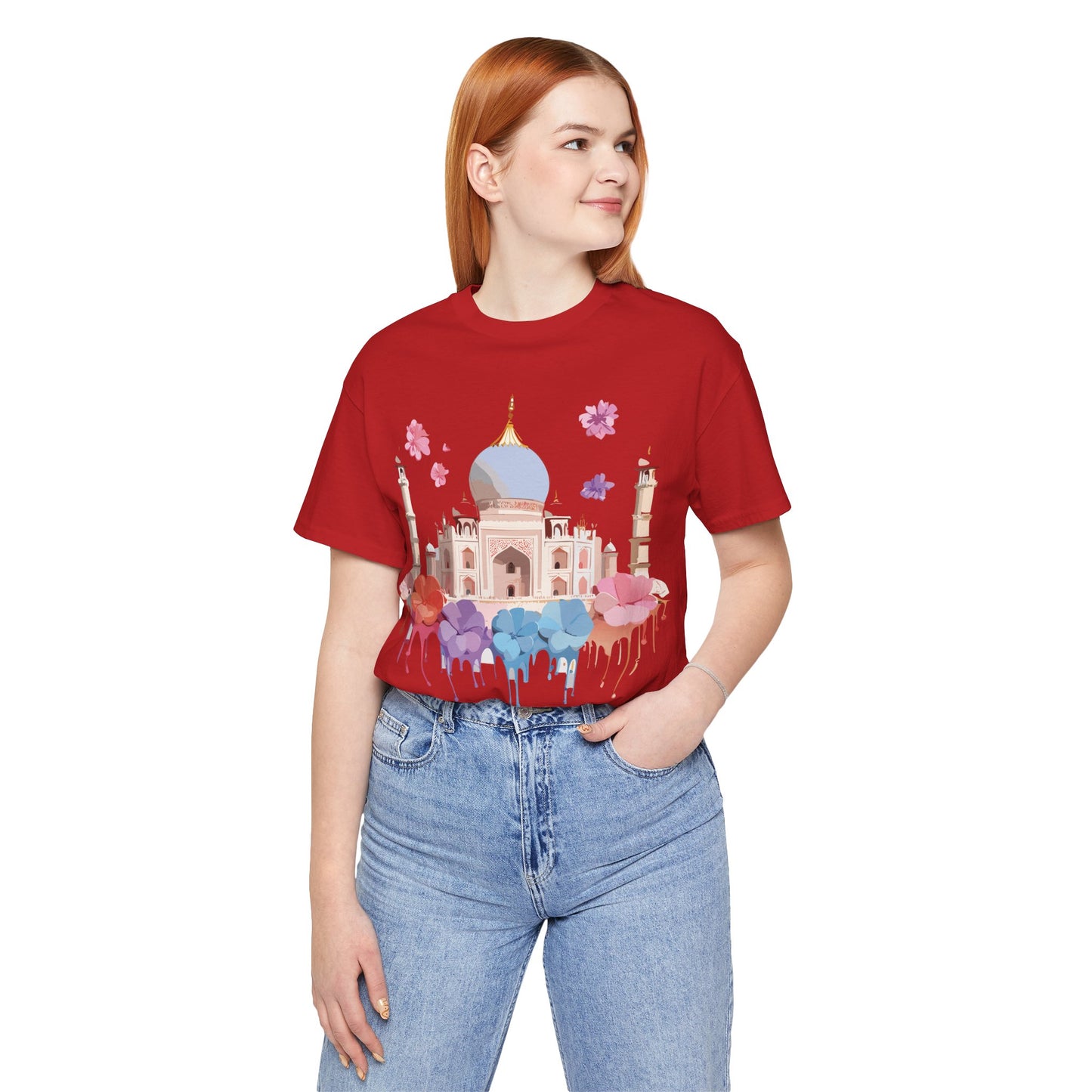 Natural Cotton Tee Shirt - Taj Mahal, India Printify